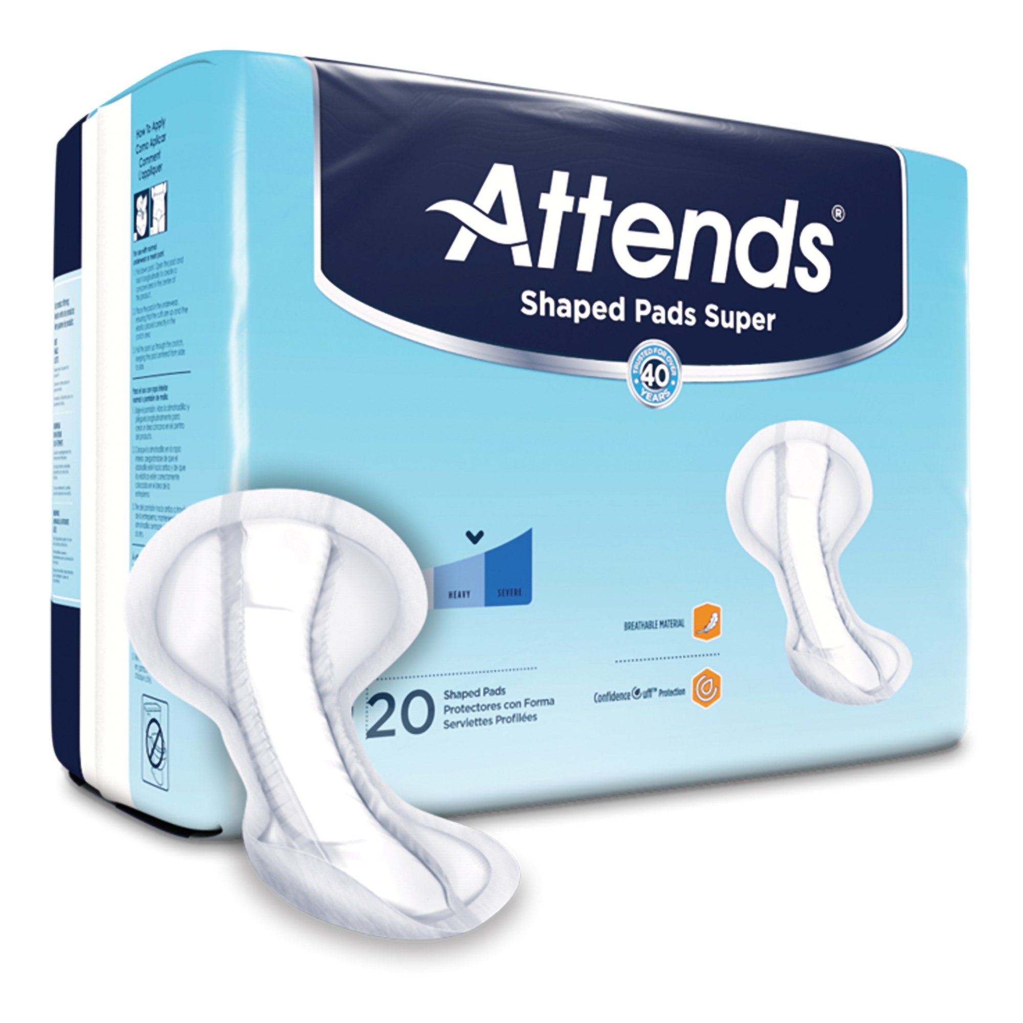 Attends Healthcare Products - Bladder Control Pad Attends® Shaped Pads Super 13 X 27.2 Inch Heavy Absorbency Polymer Core One Size Fits Most [80/CS]