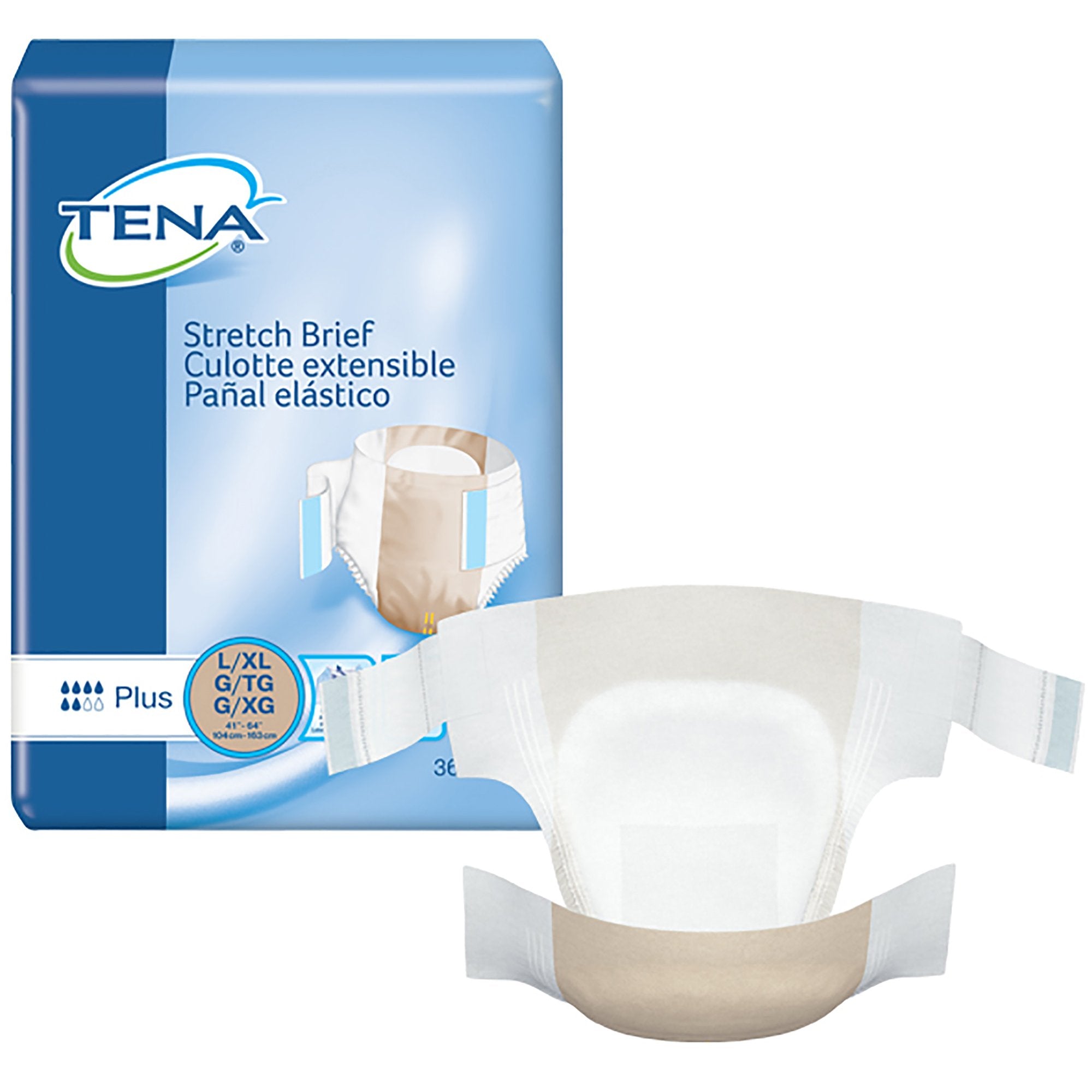 Essity HMS North America Inc - Unisex Adult Incontinence Brief TENA® Stretch™ Plus Large / X-Large Disposable Moderate Absorbency [72/CS]