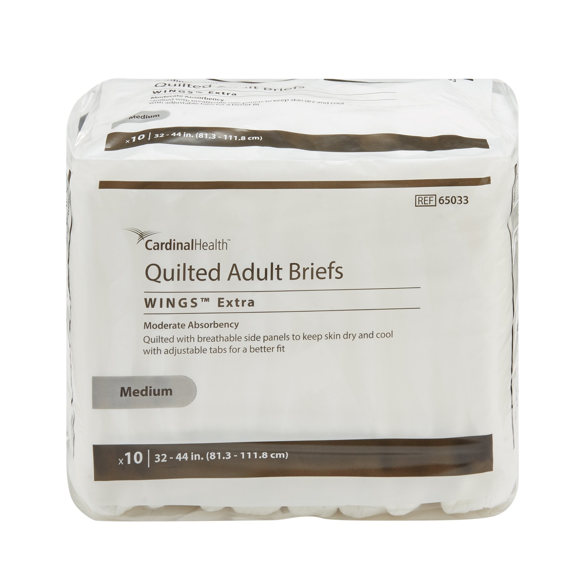 Cardinal - Unisex Adult Incontinence Brief Wings™ Extra Quilted Medium Disposable Moderate Absorbency [100/CS]