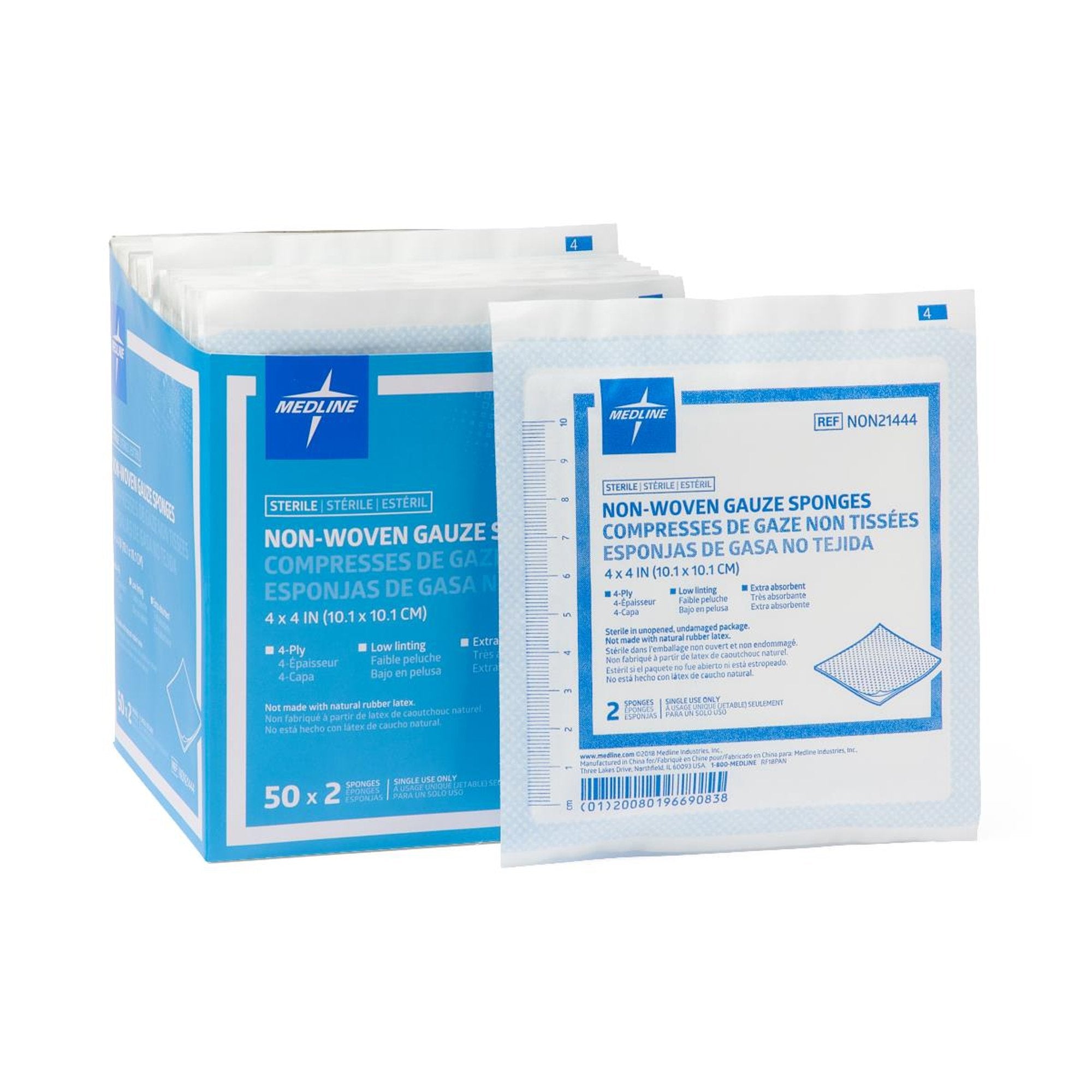 Medline - Nonwoven Sponge Avant Gauze® 4 X 4 Inch 4-Ply Sterile 2 per Pack [600/CS]