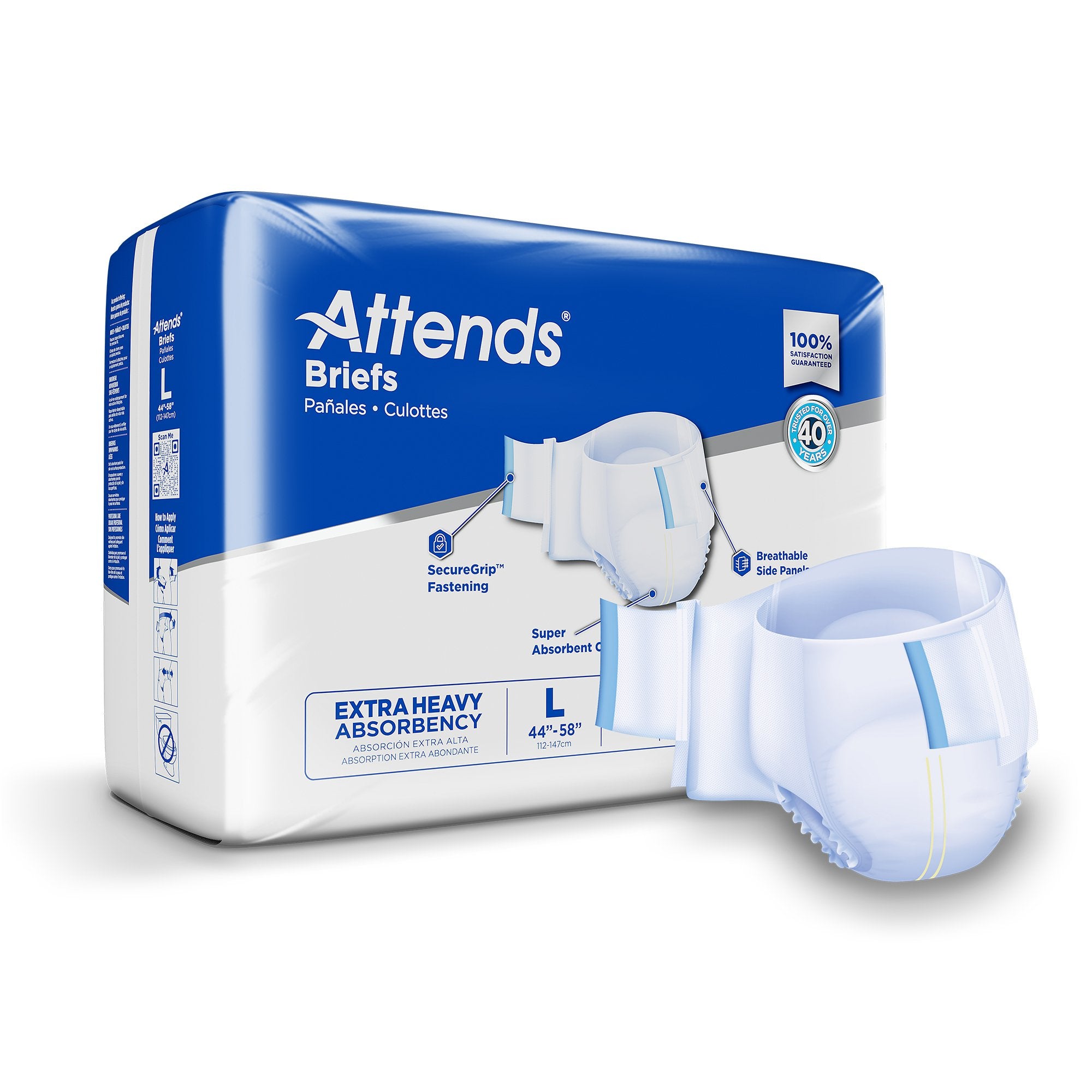 Attends Healthcare Products - Unisex Adult Incontinence Brief Attends® Care Advanced Large Disposable Heavy Absorbency [72/CS]