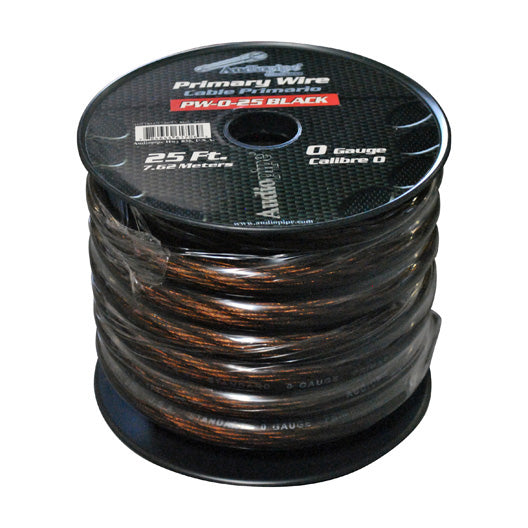 Audiopipe Power Cable 0-Gauge 25 Foot Spool - Black [PS025BK]