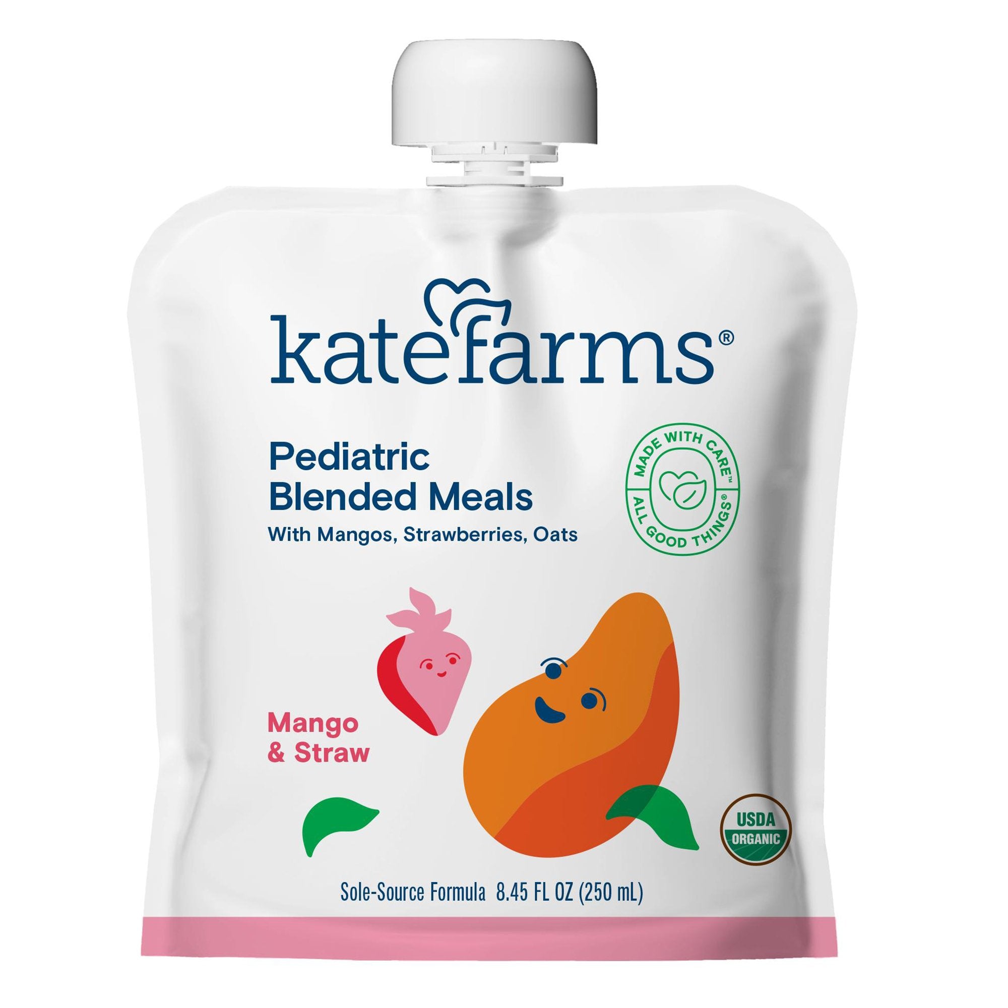 Kate Farms - Pediatric Tube Feeding Formula Kate Farms Mango / Strawberry Flavor 8.45 oz. / 250 mL Pouch Liquid Organic Pea Protein [12/CS]