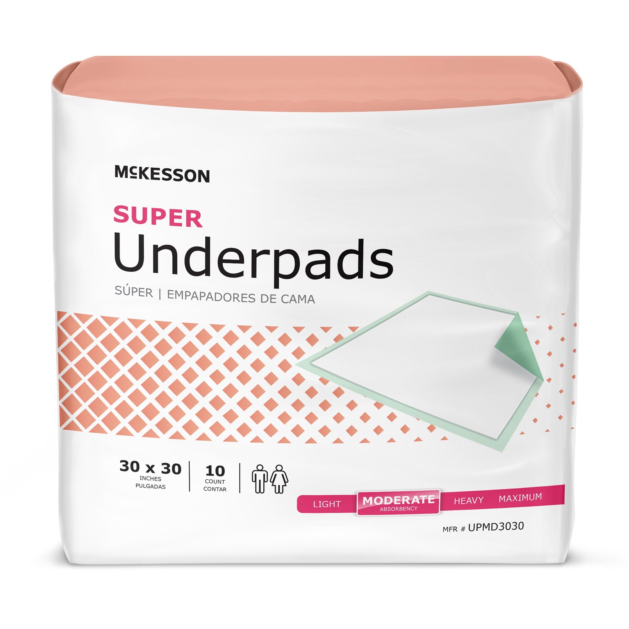 McKesson Brand - Disposable Underpad McKesson Super 30 X 30 Inch Fluff / Polymer Moderate Absorbency [150/CS]