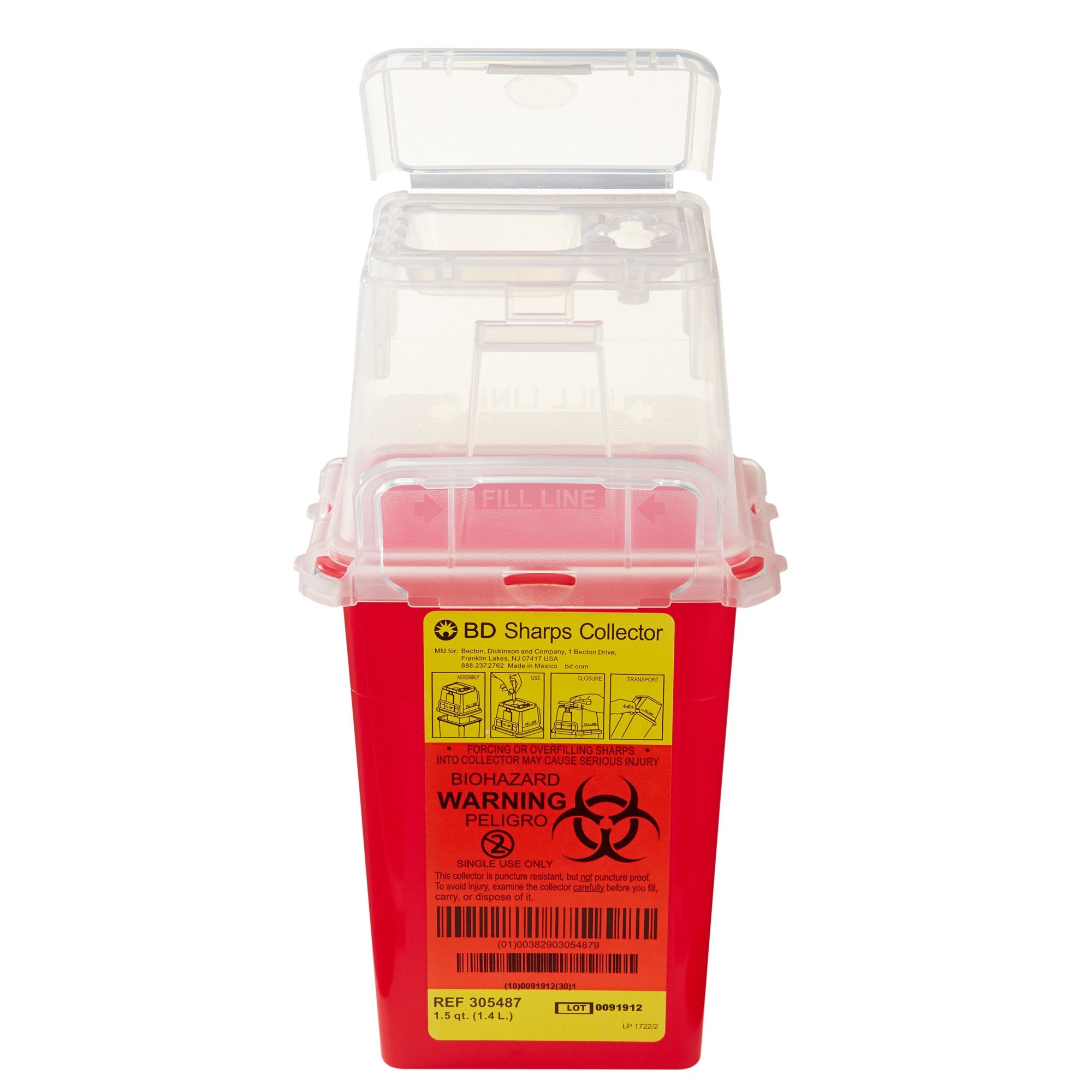 BD - Sharps Container BD™ Red Base 9 H X 4-1/2 W X 4 D Inch Vertical Entry 0.375 Gallon [36/CS]