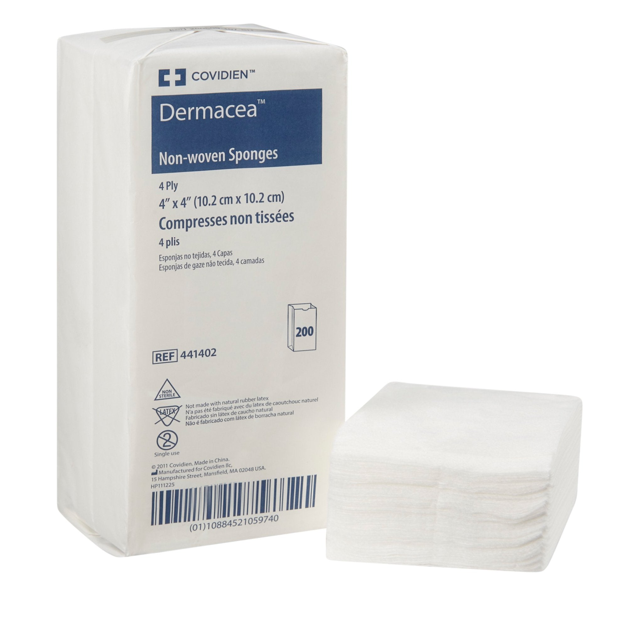 Cardinal - Nonwoven Sponge Dermacea™ 4 X 4 Inch 4-Ply NonSterile 200 per Pack [2000/CS]