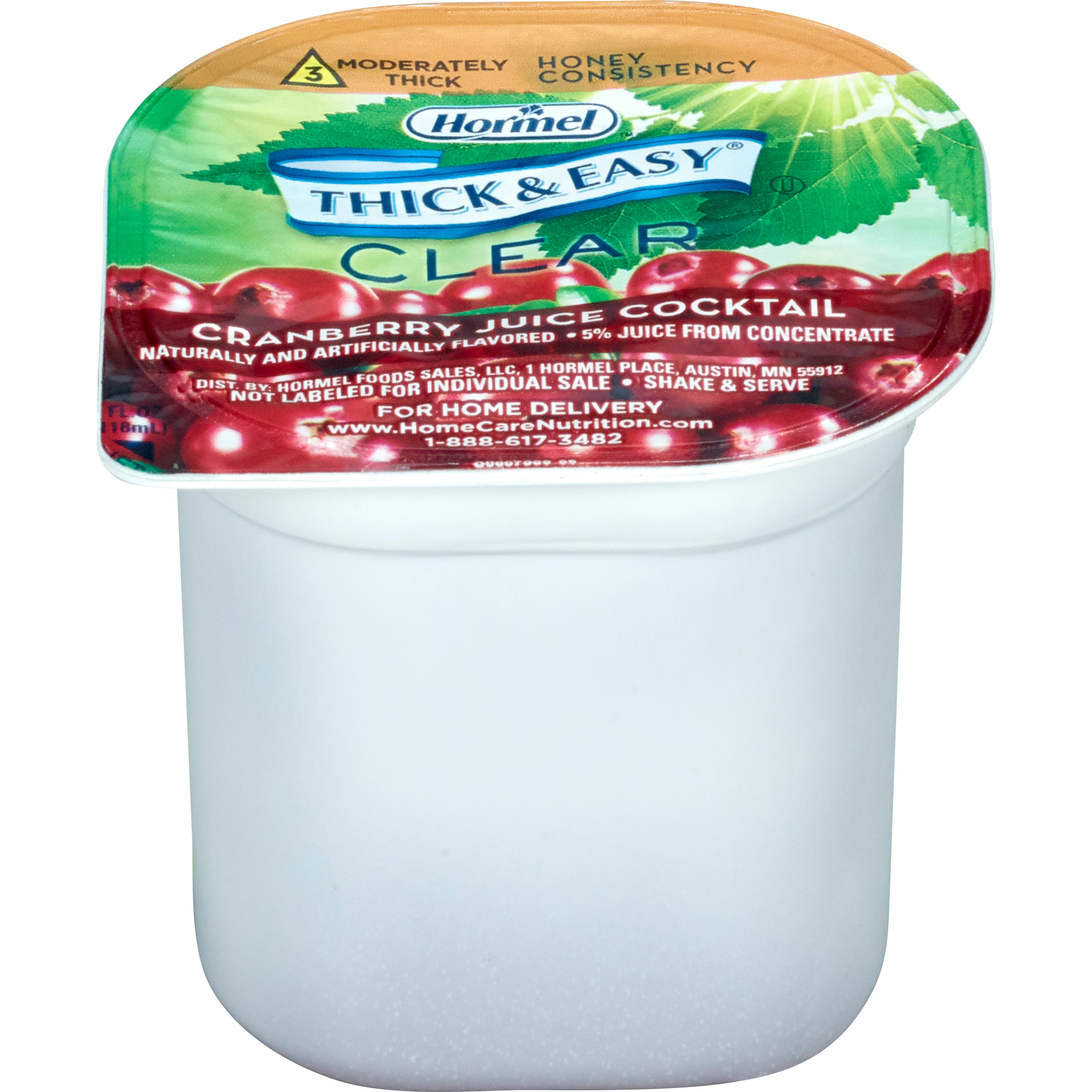 Hormel Food Sales - Thickened Beverage Thick & Easy® 4 oz. Portion Cup Cranberry Juice Cocktail Flavor Liquid IDDSI Level 3 Moderately Thick/Liquidized [24/CS]