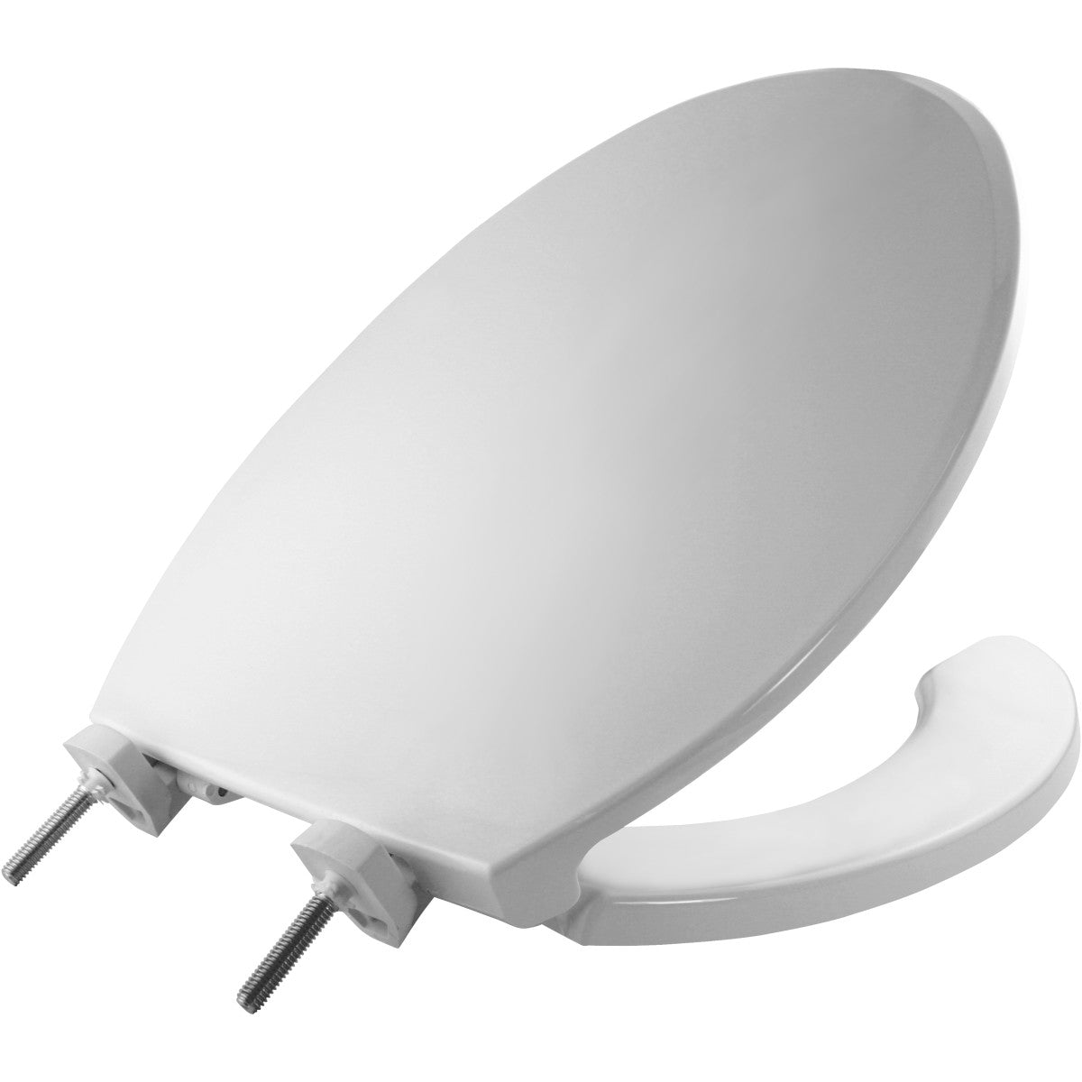 Bemis Elongated Open Front With Cover Hospitality Plastic Toilet Seat in White with STA-TITE® Commercial Fastening System and DuraGuard®