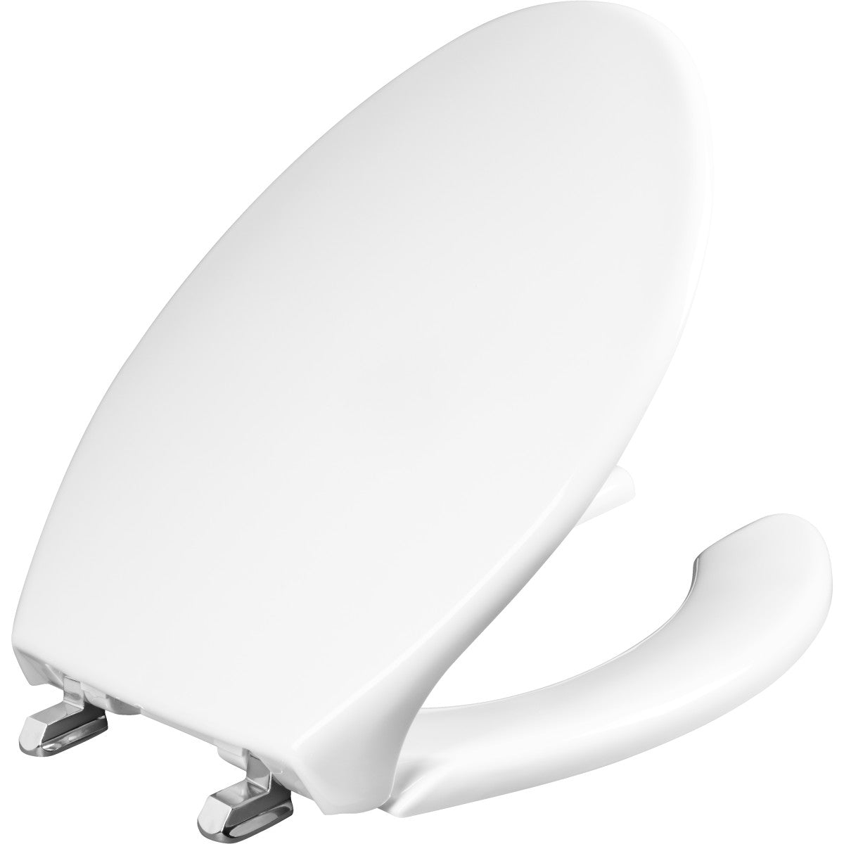 Elongated Commercial Plastic Open Front With Cover Toilet Seat in White with STA-TITE® Commercial Fastening System, Duraguard® and Self-Sustaining Stainless Steel Hinge