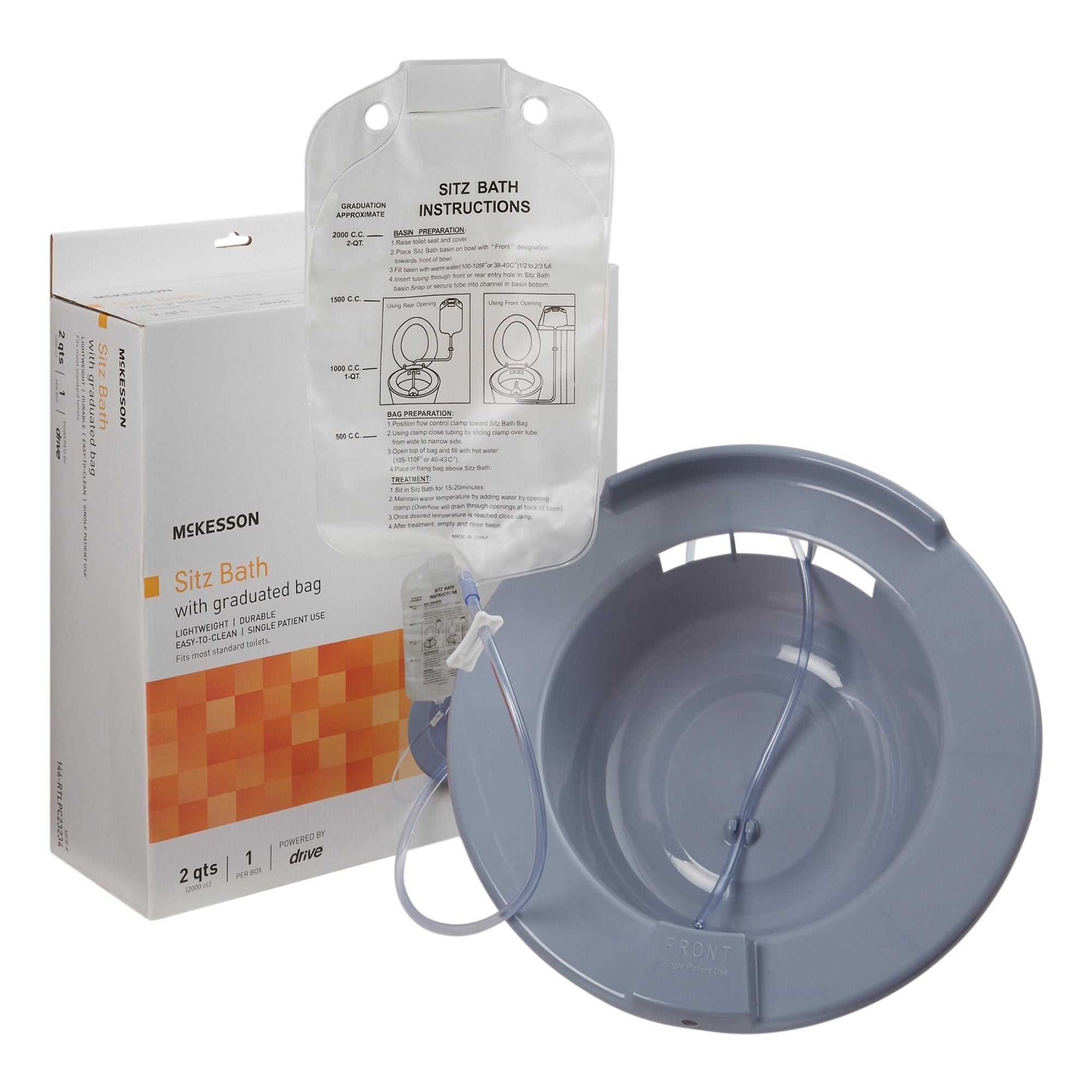 McKesson Brand - Sitz Bath McKesson Round Gray Plastic 2000 mL Bag Graduated, 500 mL Increments up to 2000 mL [6/CS]