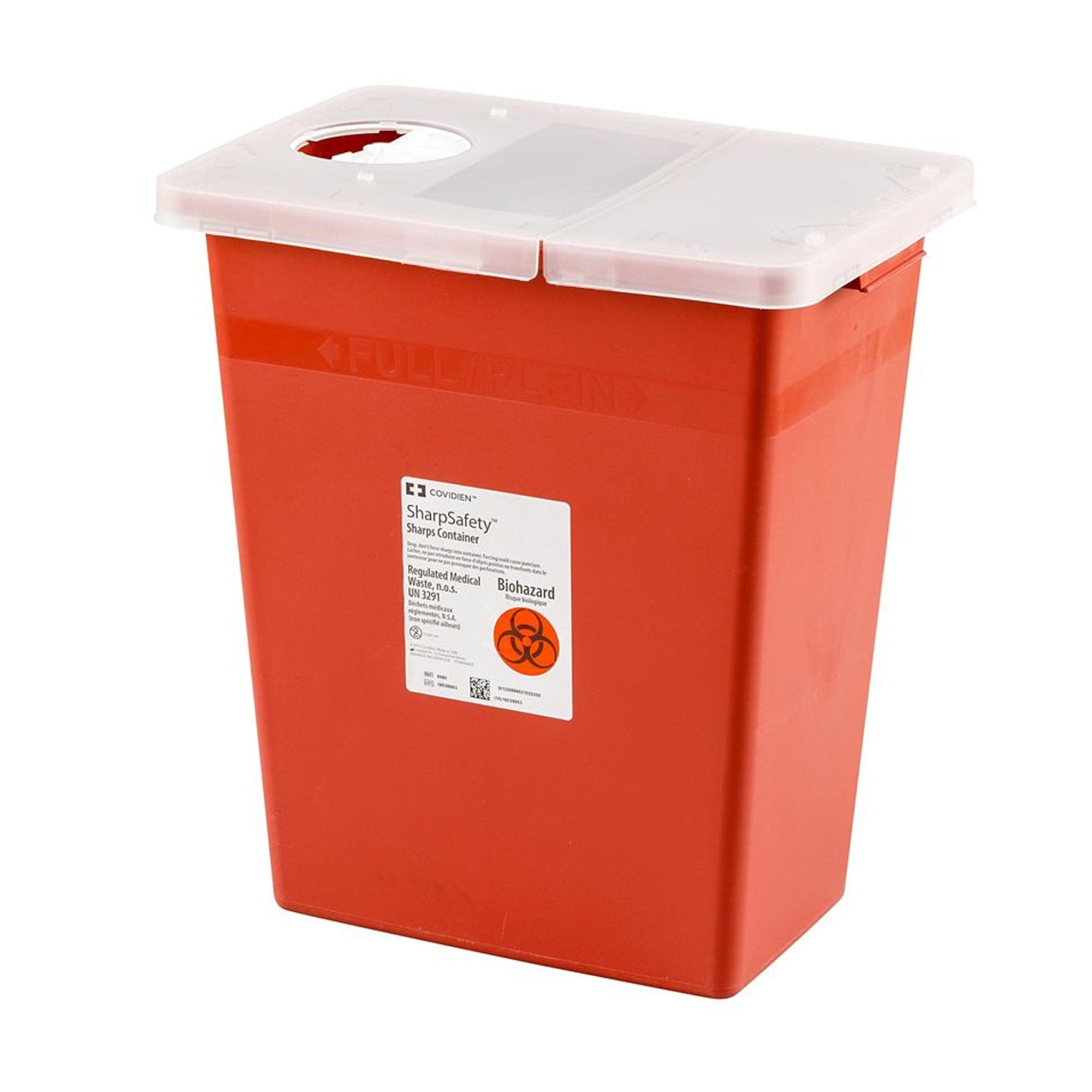 Cardinal - Sharps Container SharpSafety™ Red Base 26 H X 18-1/4 W X 12-3/4 D Inch Horizontal Entry 18 Gallon [5/CS] (201912_CS)