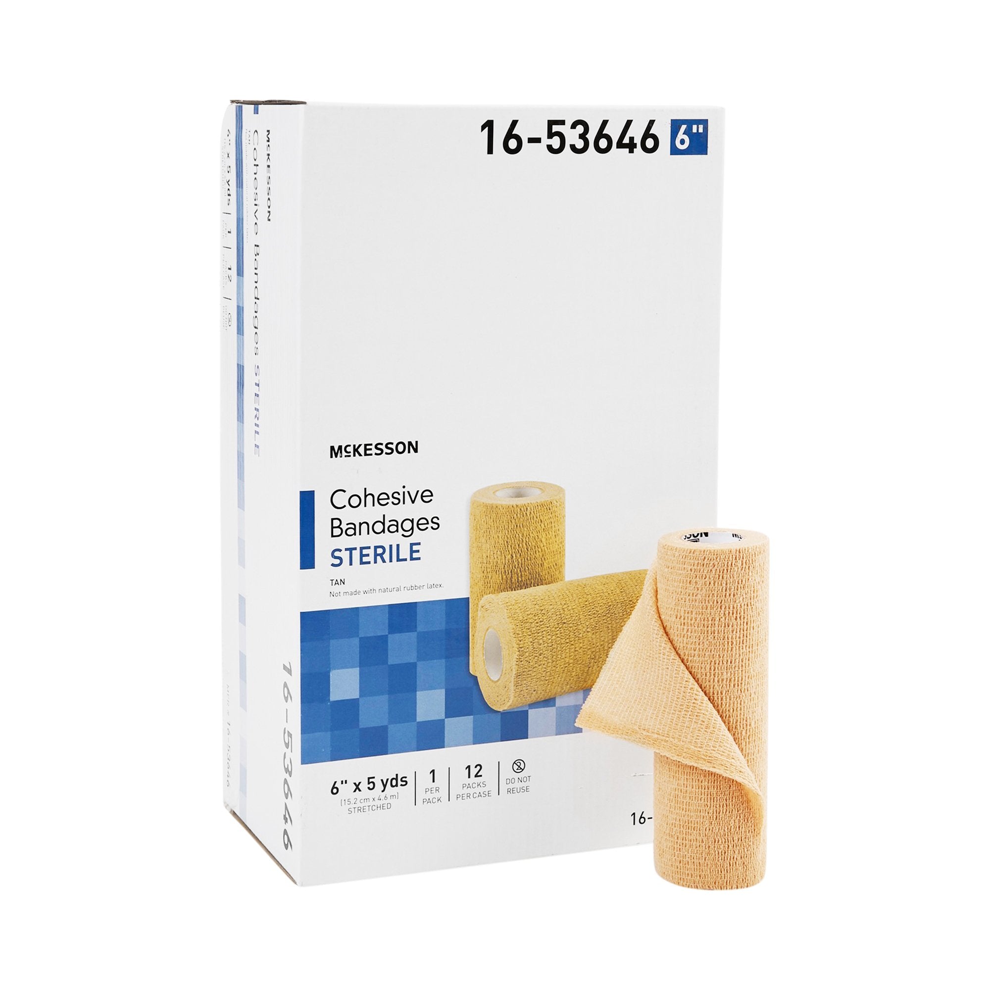 McKesson Brand - Cohesive Bandage McKesson 6 Inch X 5 Yard Self-adherent Closure Tan Sterile Standard Compression [12/CS] (520554_CS)