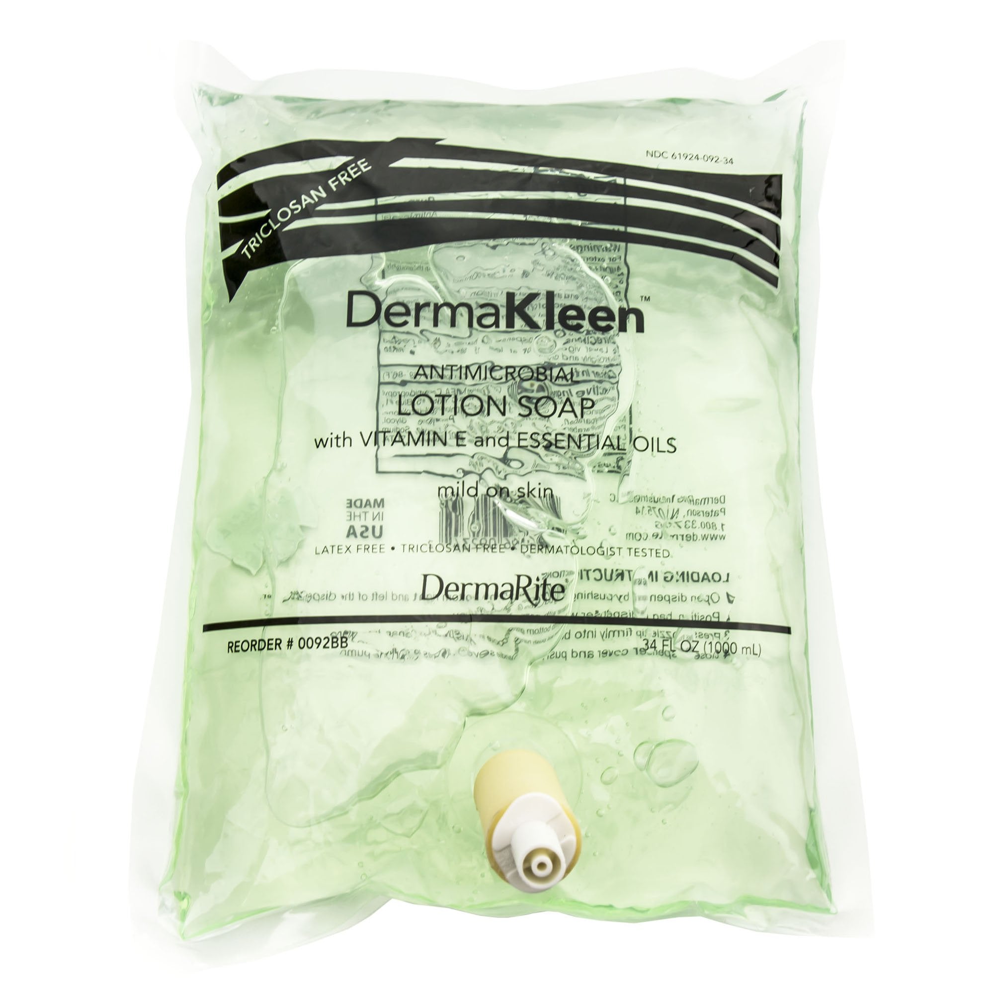 DermaRite Industries - Antimicrobial Soap DermaKleen® Lotion 1,000 mL Dispenser Refill Bag Scented [10/CS]