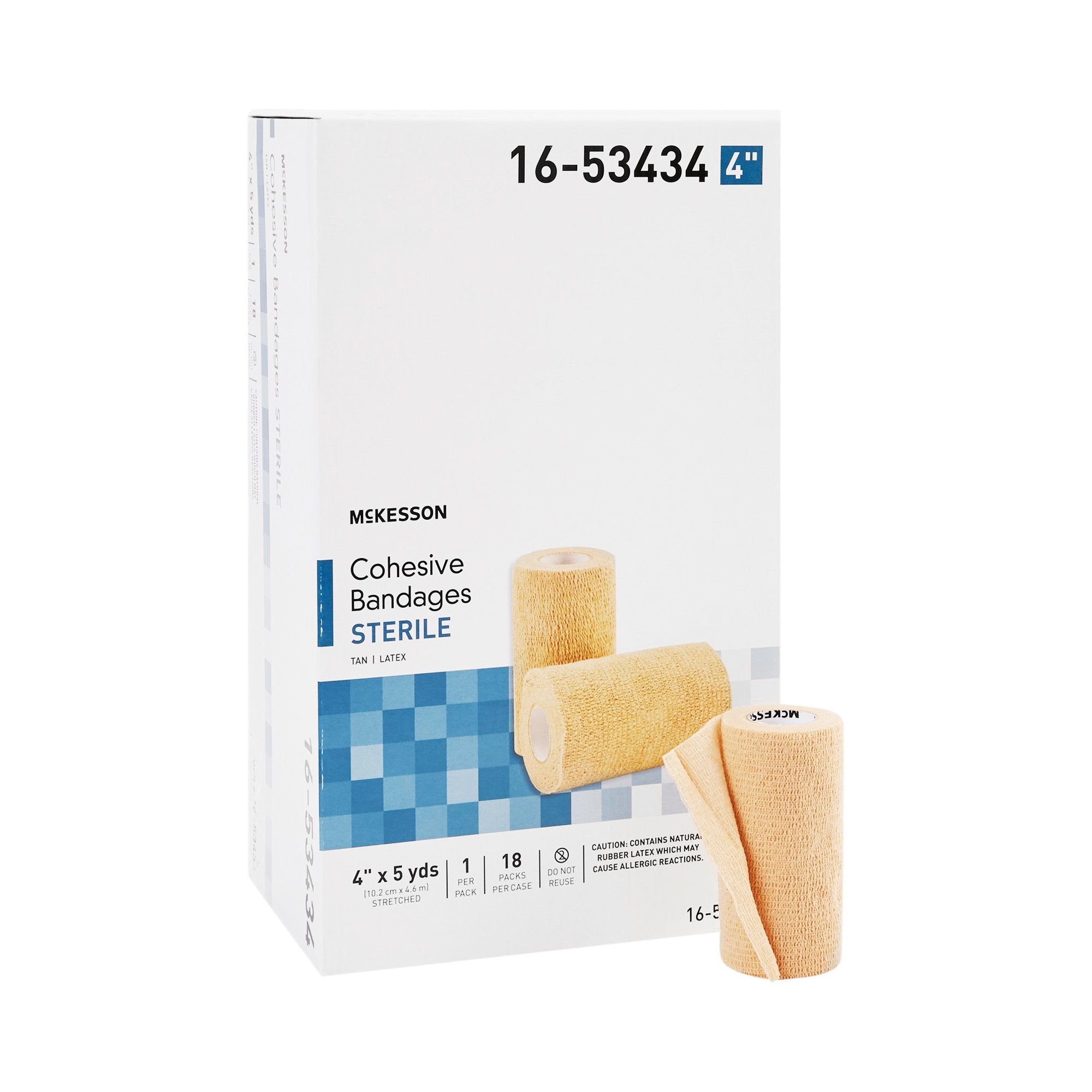 McKesson Brand - Cohesive Bandage McKesson 4 Inch X 5 Yard Self-Adherent Closure Tan Sterile Standard Compression [18/CS] (520556_CS)