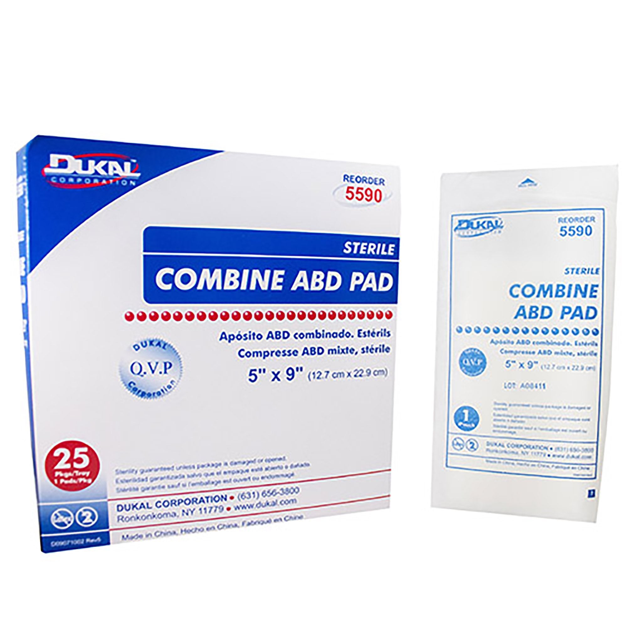 Dukal - Abdominal Pad Dukal™ 5 X 9 Inch 1-Ply Sterile 1 per Pack [400/CS]