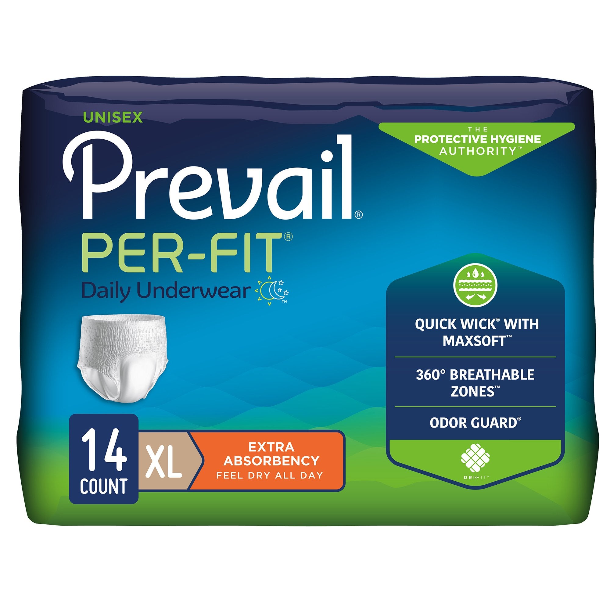 First Quality - Unisex Adult Absorbent Underwear Prevail® Per-Fit® Extra Pull On with Tear Away Seams X-Large Disposable Heavy Absorbency [56/CS]