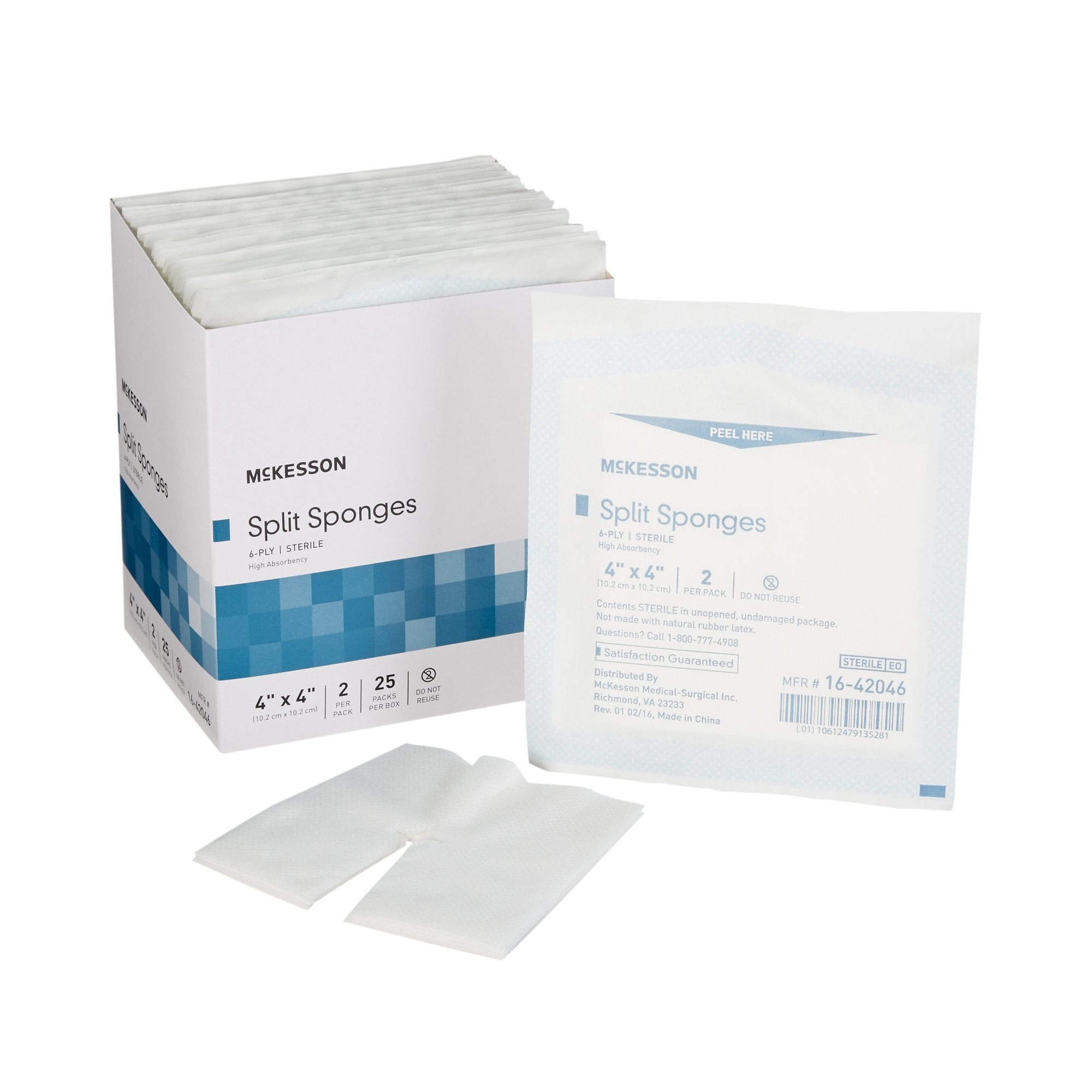 McKesson Brand - Drain Sponge McKesson 4 X 4 Inch 6-Ply Sterile 2 per Pack [300/CS] (482415_CS)