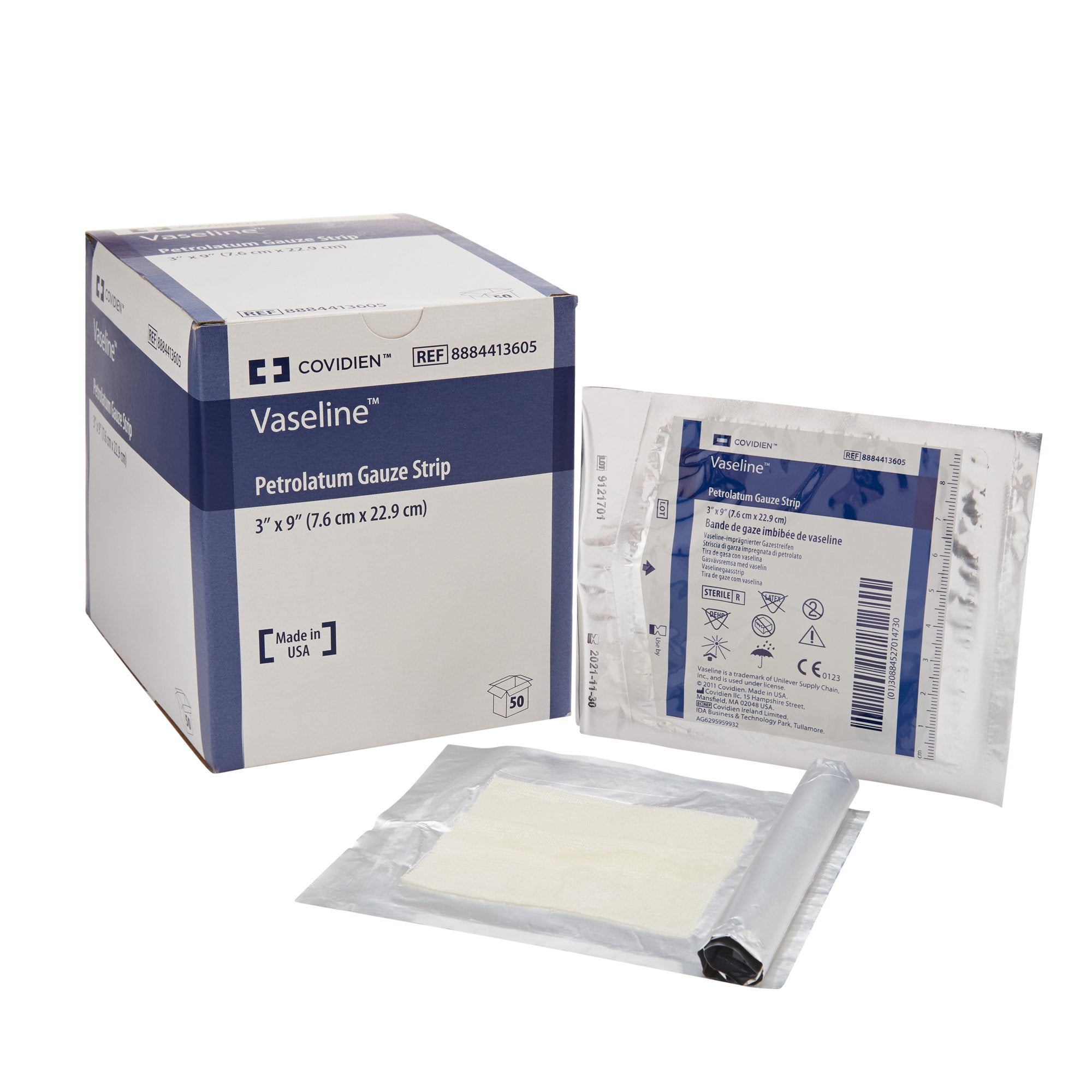 Cardinal - Petrolatum Impregnated Dressing Vaseline® Rectangle 3 X 9 Inch Sterile [200/CS]