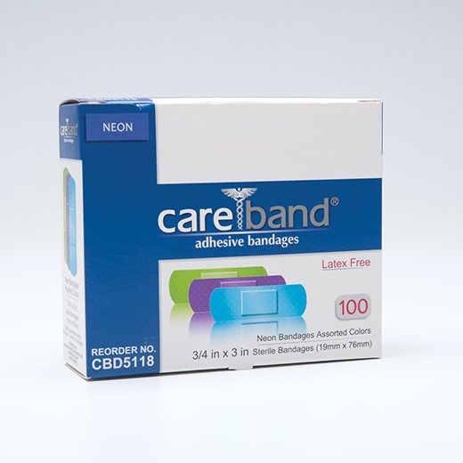 ASO Corp - Adhesive Strip Careband™ 3/4 X 3 Inch Plastic Rectangle Neon Sterile [1200/CS]