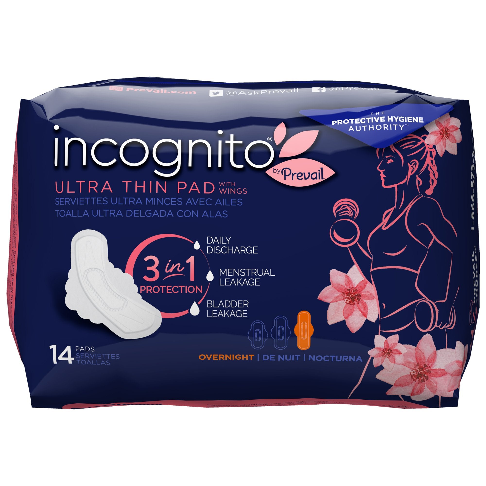 First Quality - Feminine Pad incognito® by Prevail Ultra Thin with Wings / Overnight Heavy Absorbency [56/CS]