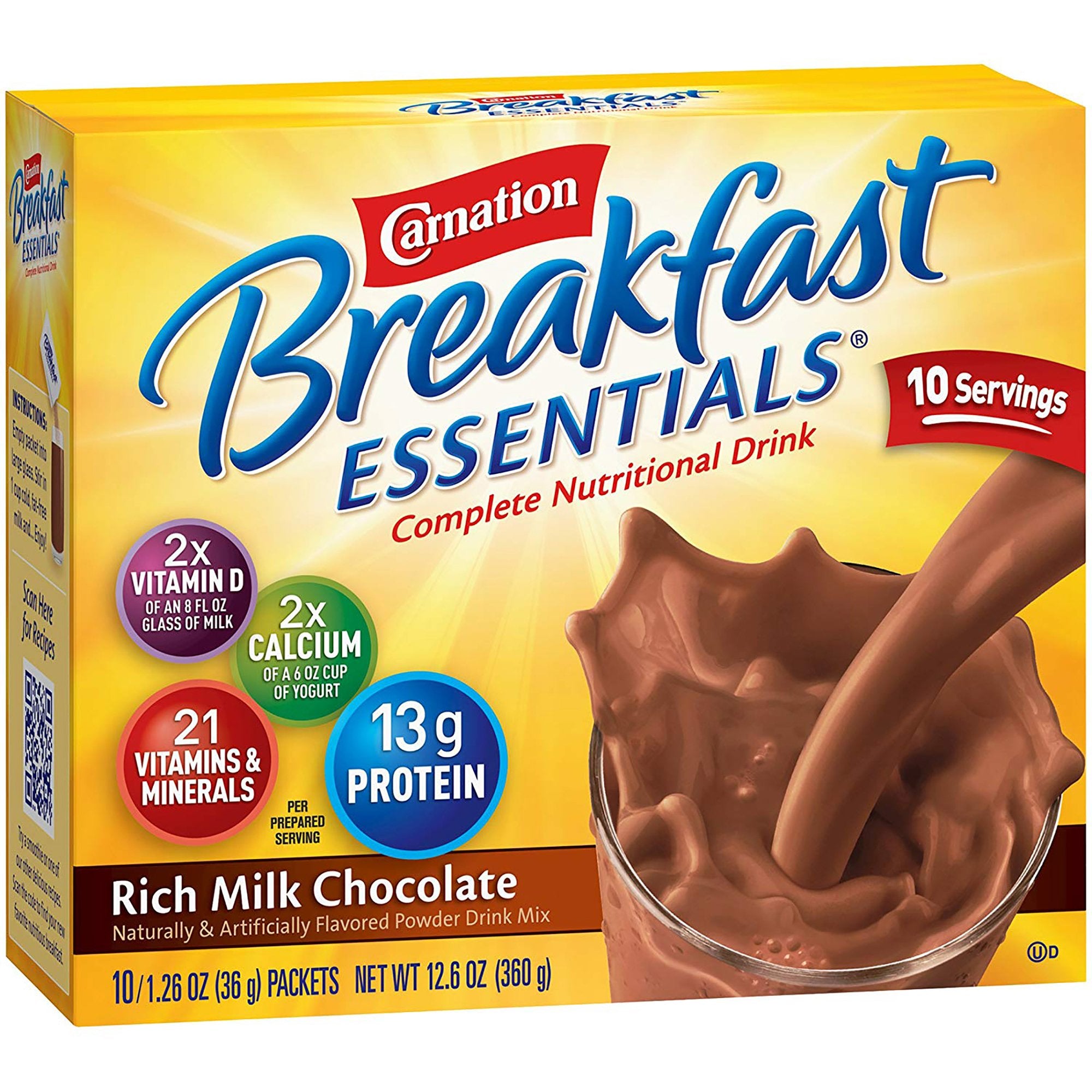 Nestle Healthcare Nutrition - Oral Supplement Carnation Breakfast Essentials® Rich Milk Chocolate Flavor Powder 1.26 oz. Individual Packet [60/CS] (810729_CS)