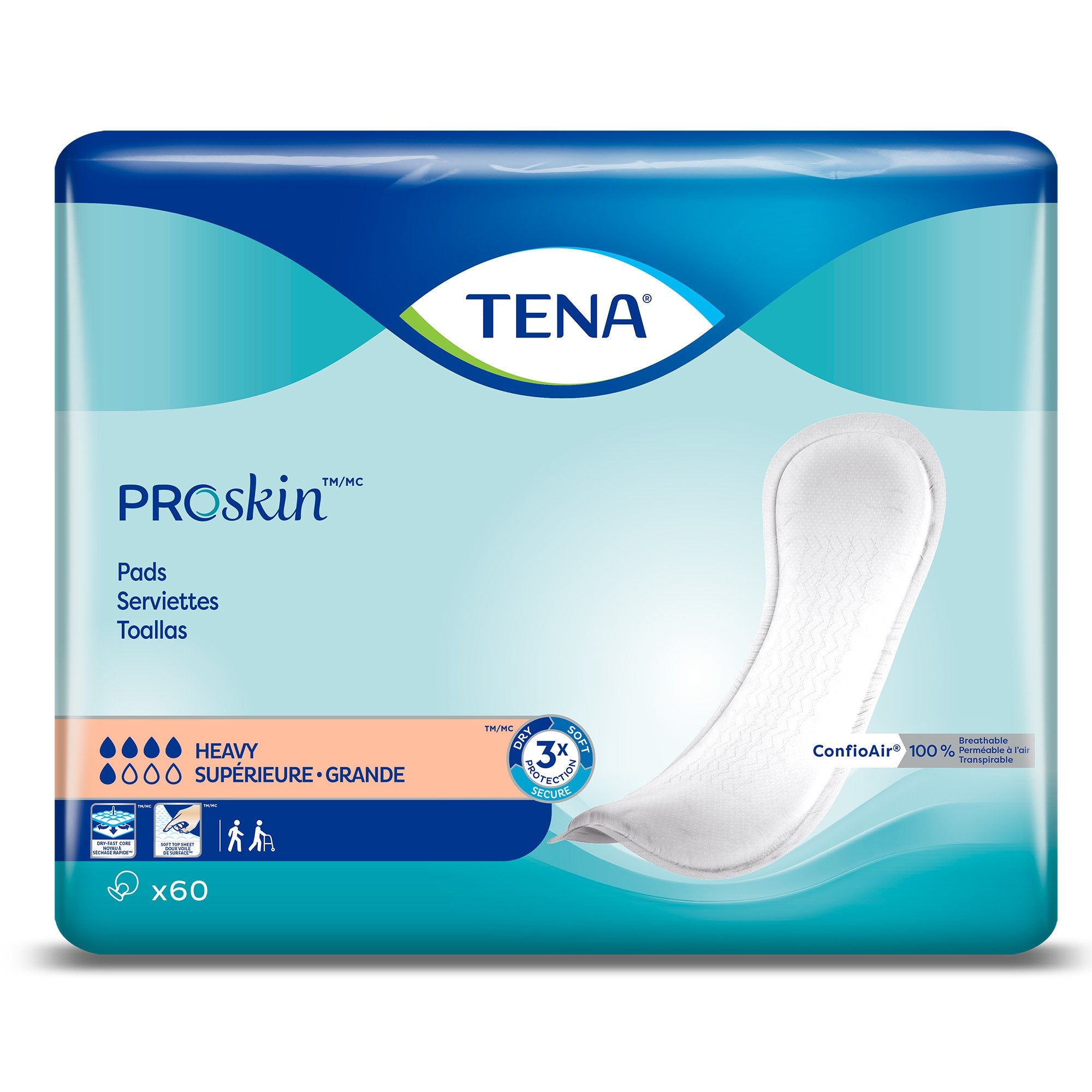 Essity HMS North America Inc - Bladder Control Pad TENA ProSkin™ Heavy 12 Inch Length Heavy Absorbency Dry-Fast Core™ One Size Fits Most [180/CS]