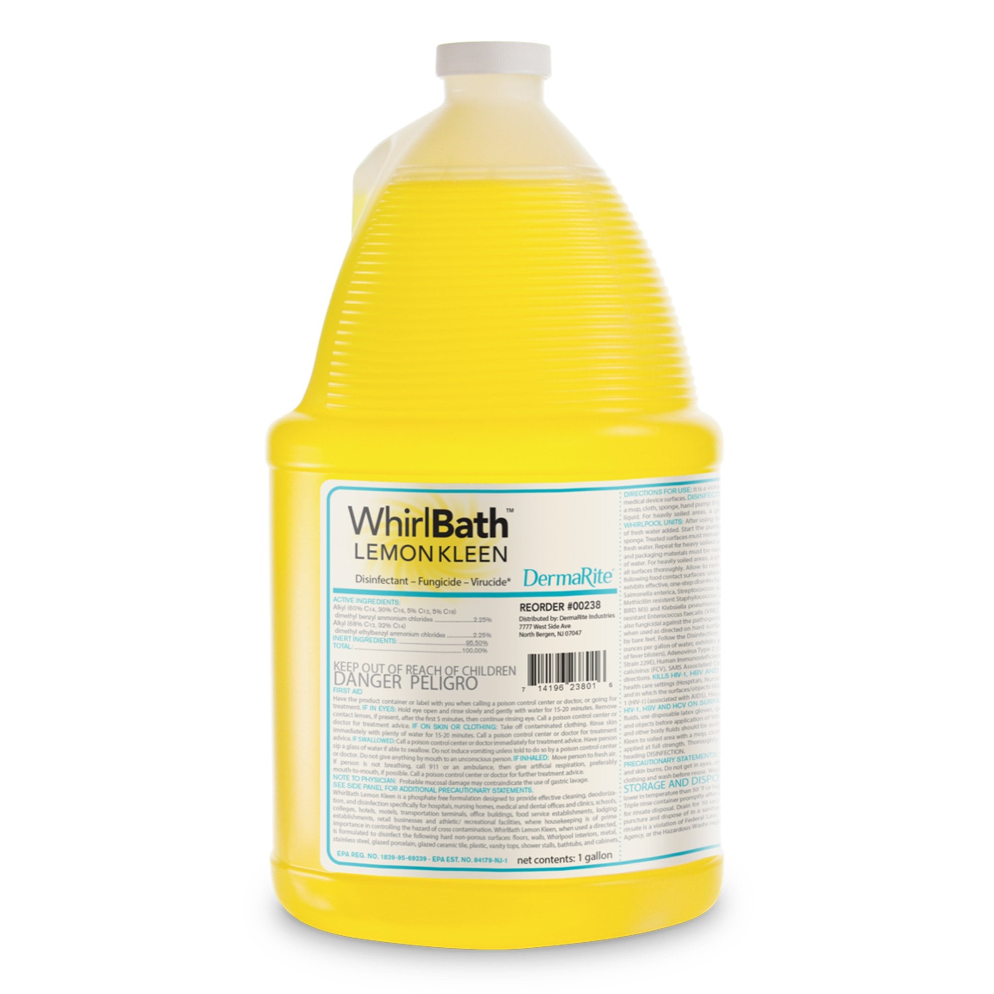 DermaRite Industries - WhirlBath™ Lemon Kleen Whirlpool Disinfectant Cleaner Manual Pour Liquid 1 gal. Jug Lemon Scent NonSterile [4/CS]