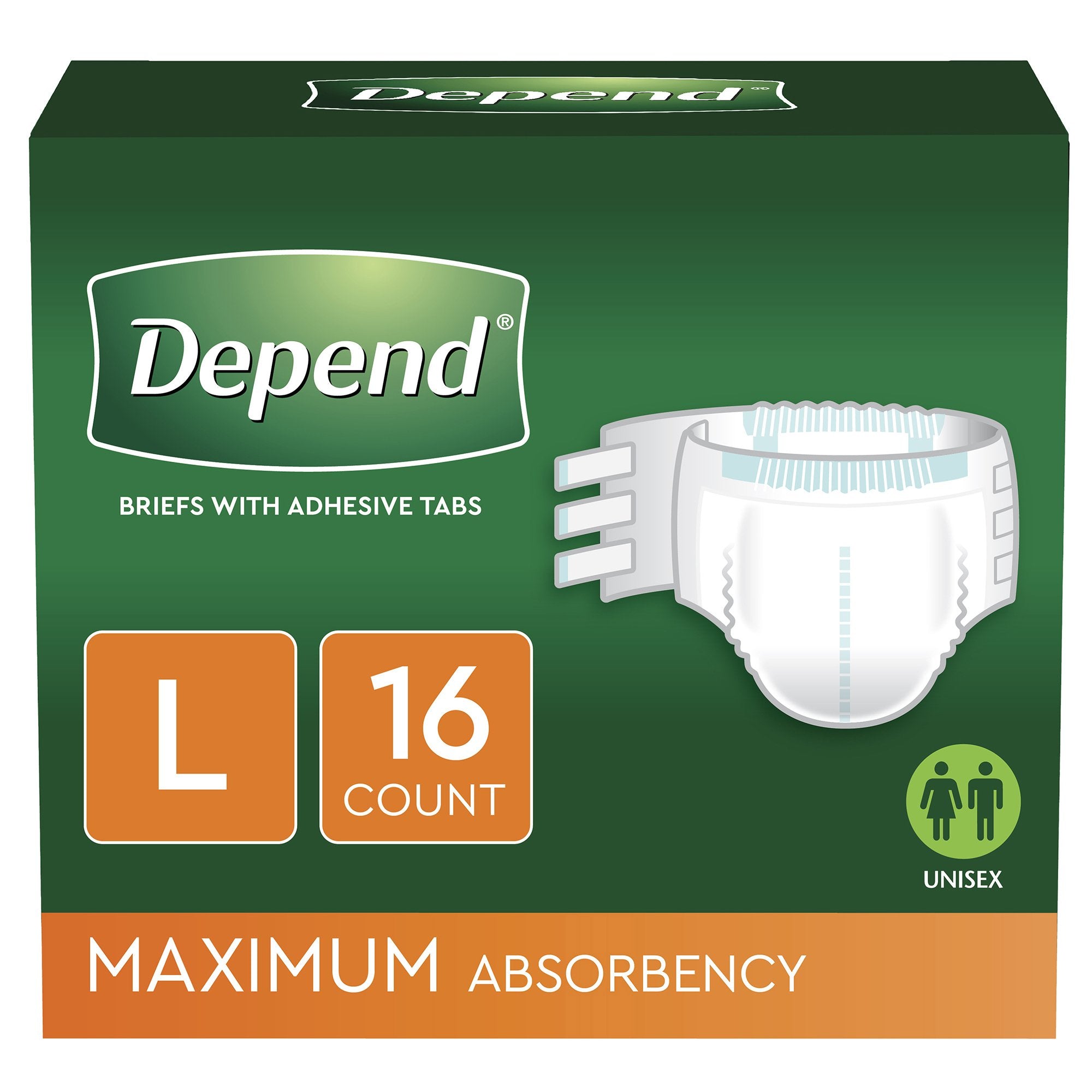 Kimberly Clark - Unisex Adult Incontinence Brief Depend® Large Disposable Heavy Absorbency [48/CS]