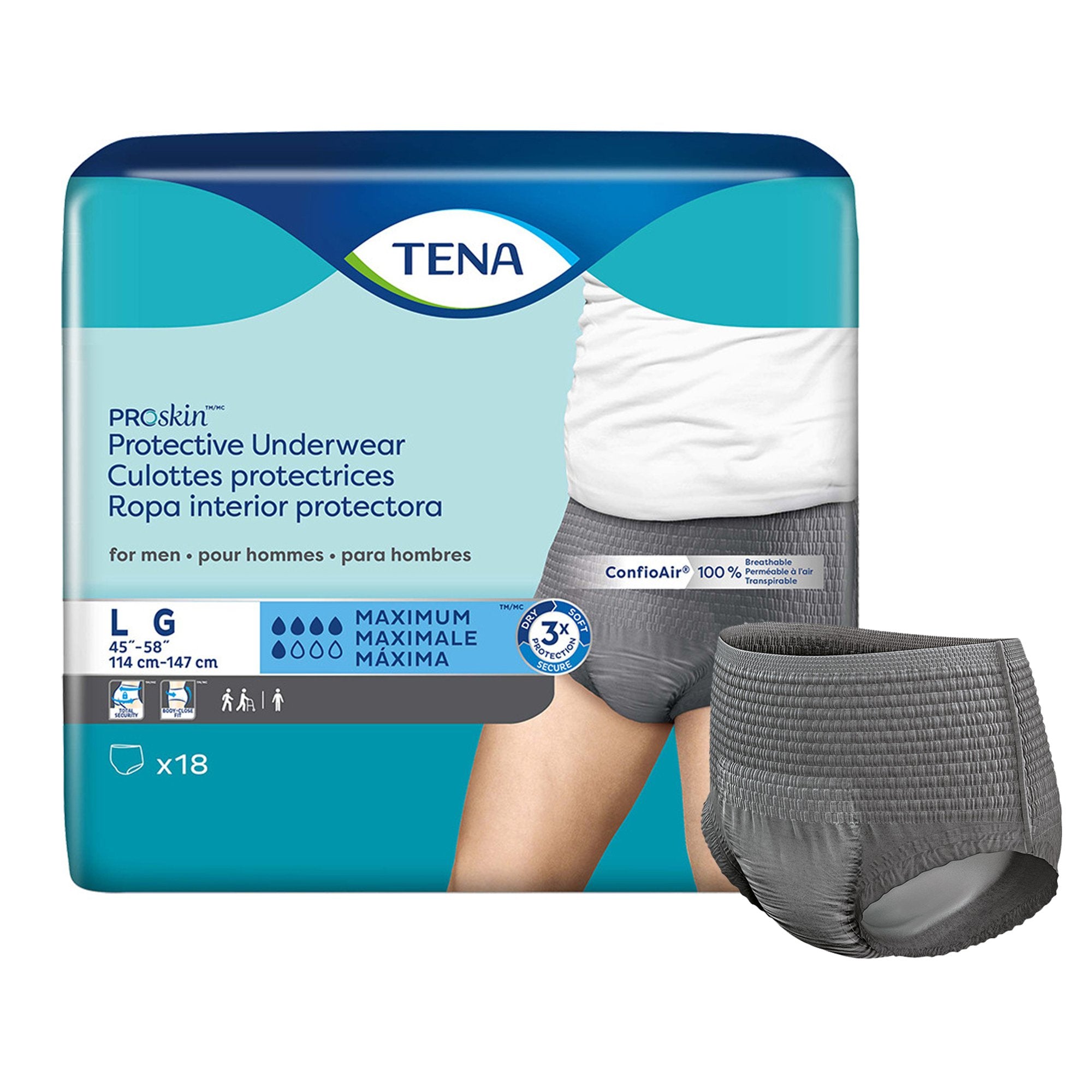 Essity HMS North America Inc - Male Adult Absorbent Underwear TENA® ProSkin™ Pull On with Tear Away Seams Large Disposable Moderate Absorbency [72/CS]