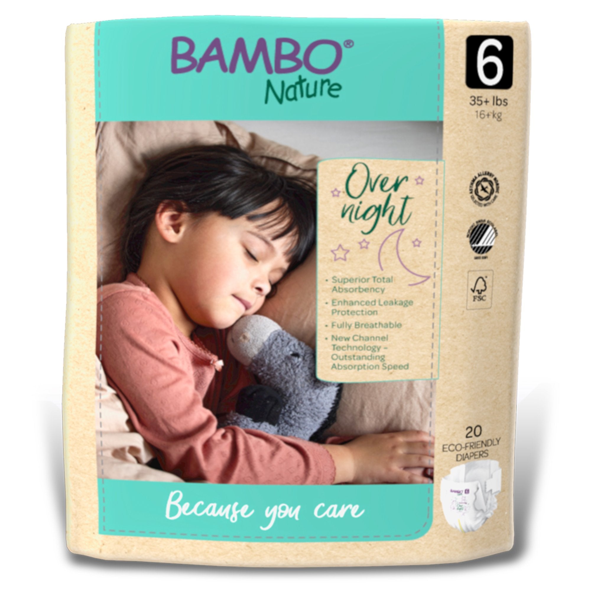 Abena North America - Unisex Baby Diaper Bambo® Nature Size 6 Disposable Heavy Absorbency [80/CS]