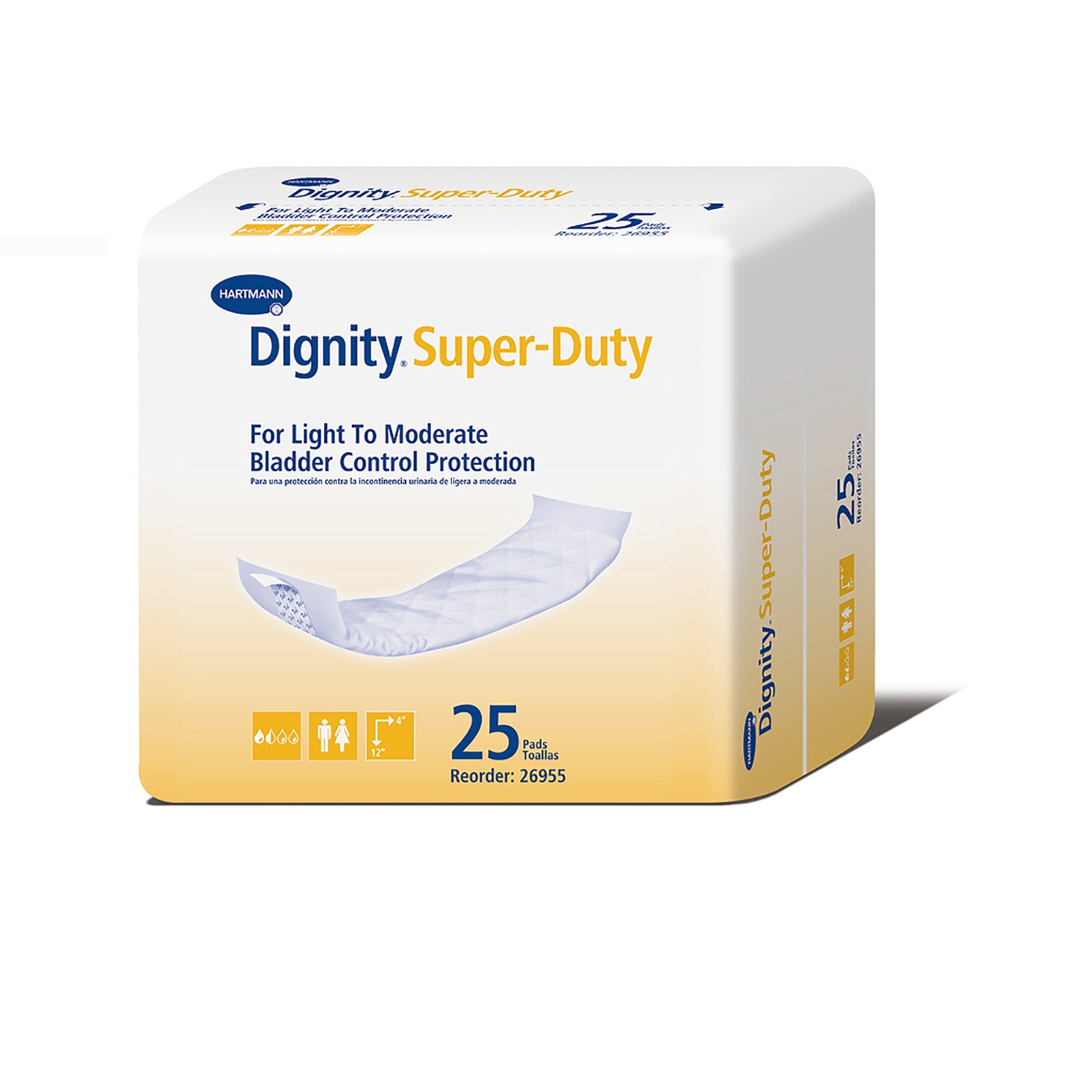 Hartmann - Incontinence Liner Dignity® Super-Duty 4 X 12 Inch Moderate Absorbency Polymer Core One Size Fits Most [200/CS]