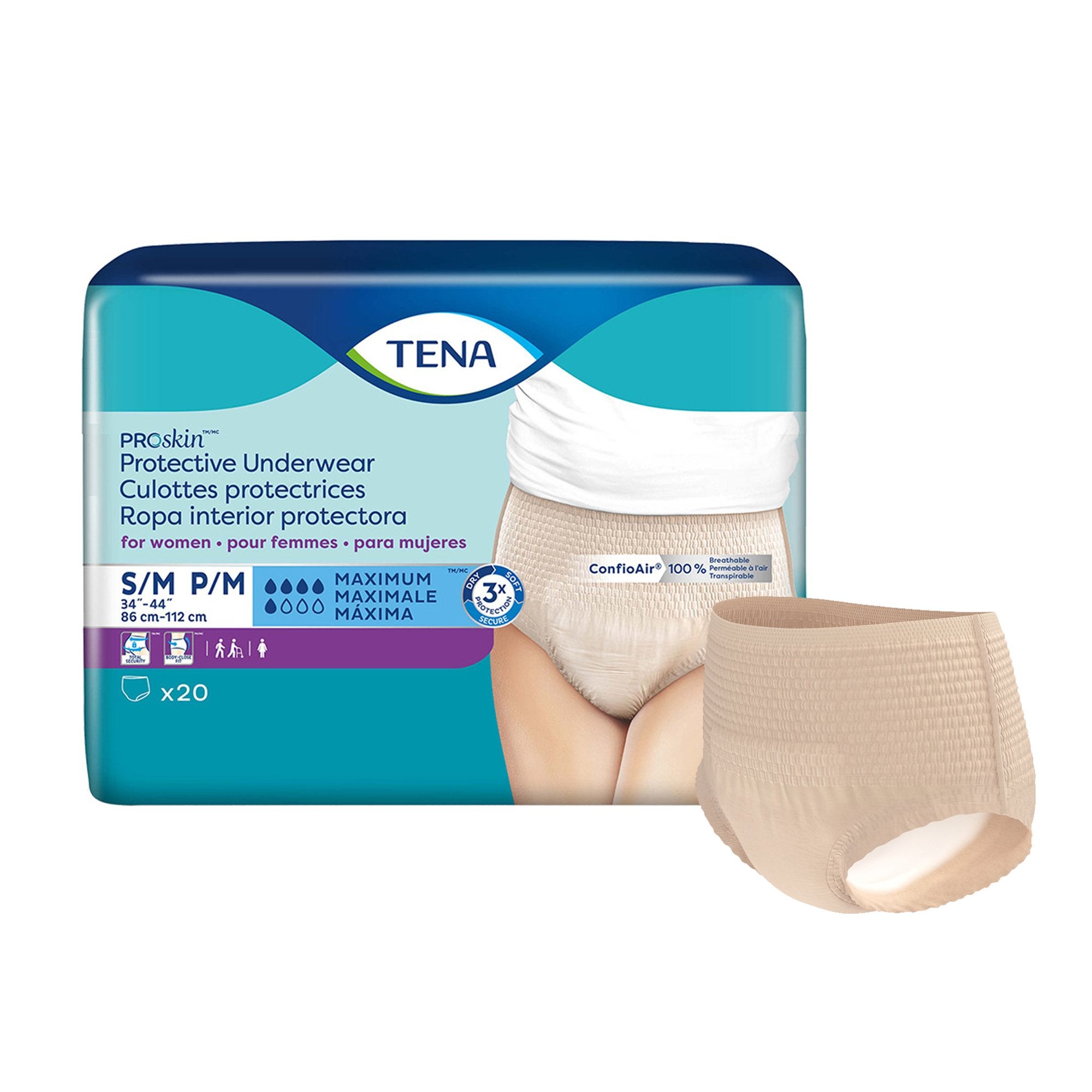 Essity HMS North America Inc - Female Adult Absorbent Underwear TENA® ProSkin™ Protective Pull On with Tear Away Seams Small / Medium Disposable Moderate Absorbency [80/CS]