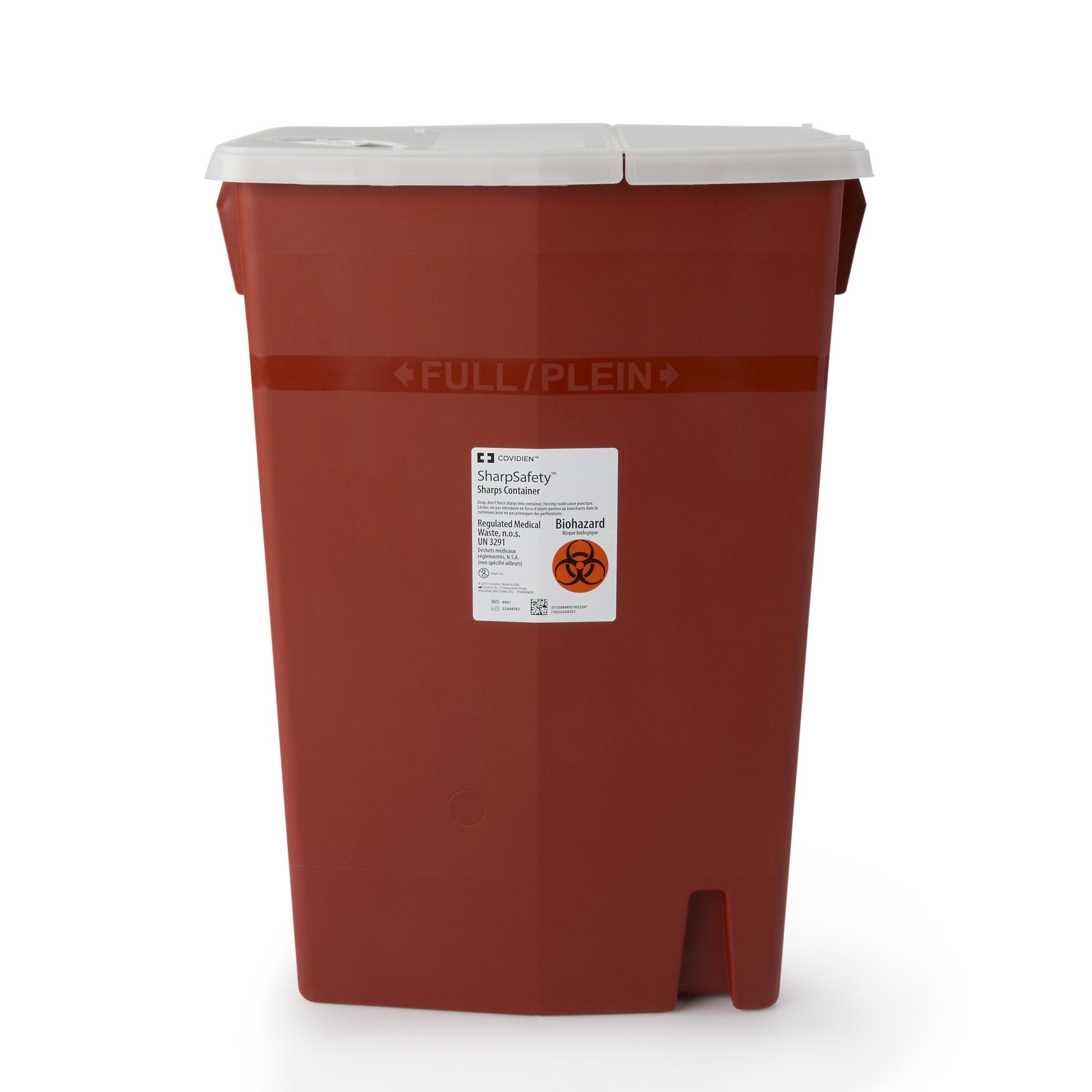 Cardinal - Sharps Container SharpSafety™ Red Base 26 H X 18-1/4 W X 12-3/4 D Inch Horizontal Entry 18 Gallon [5/CS] (187921_CS)