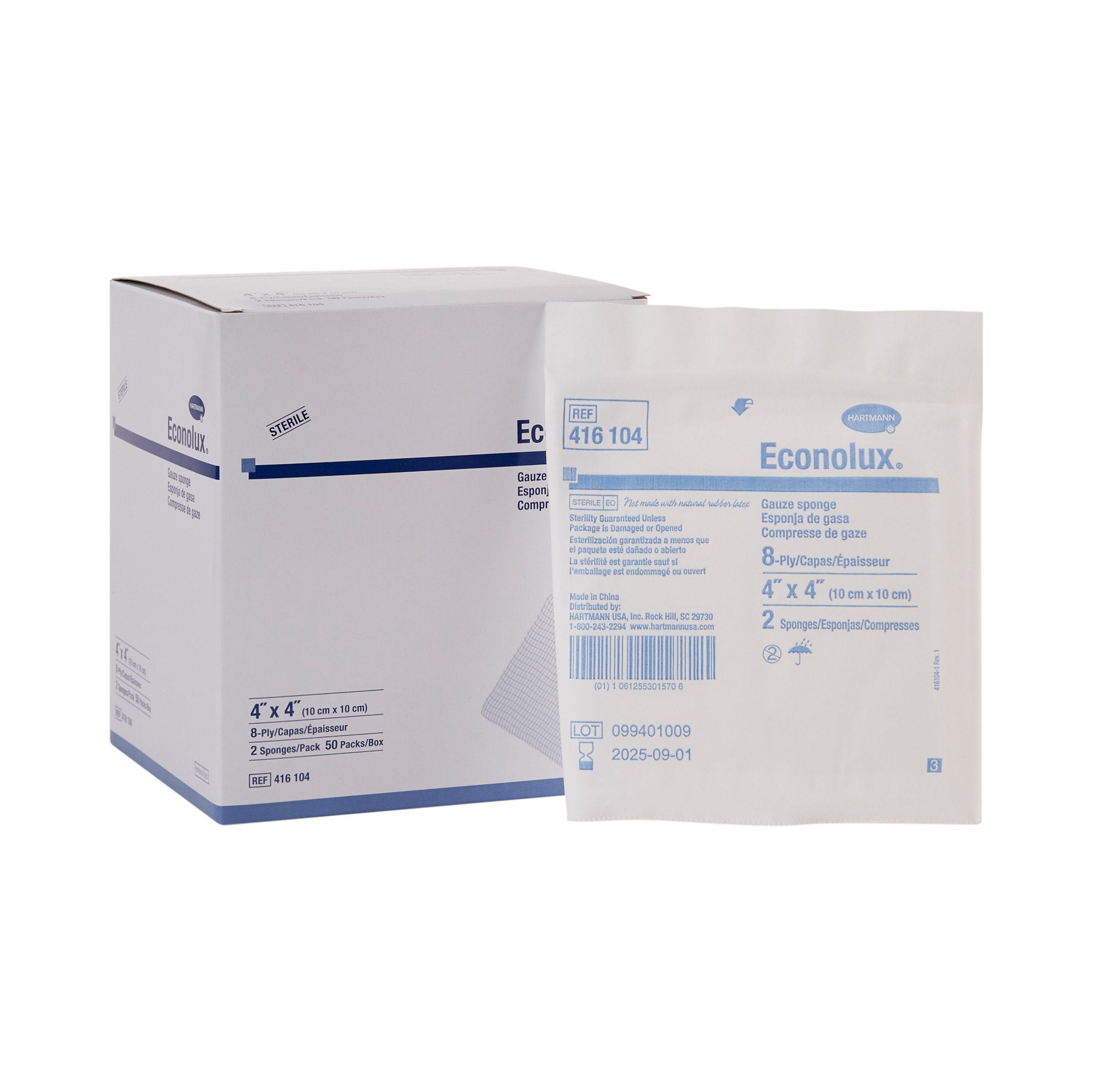 Hartmann - Gauze Sponge Econolux® 4 X 4 Inch 8-Ply Sterile 2 per Pack [1200/CS]