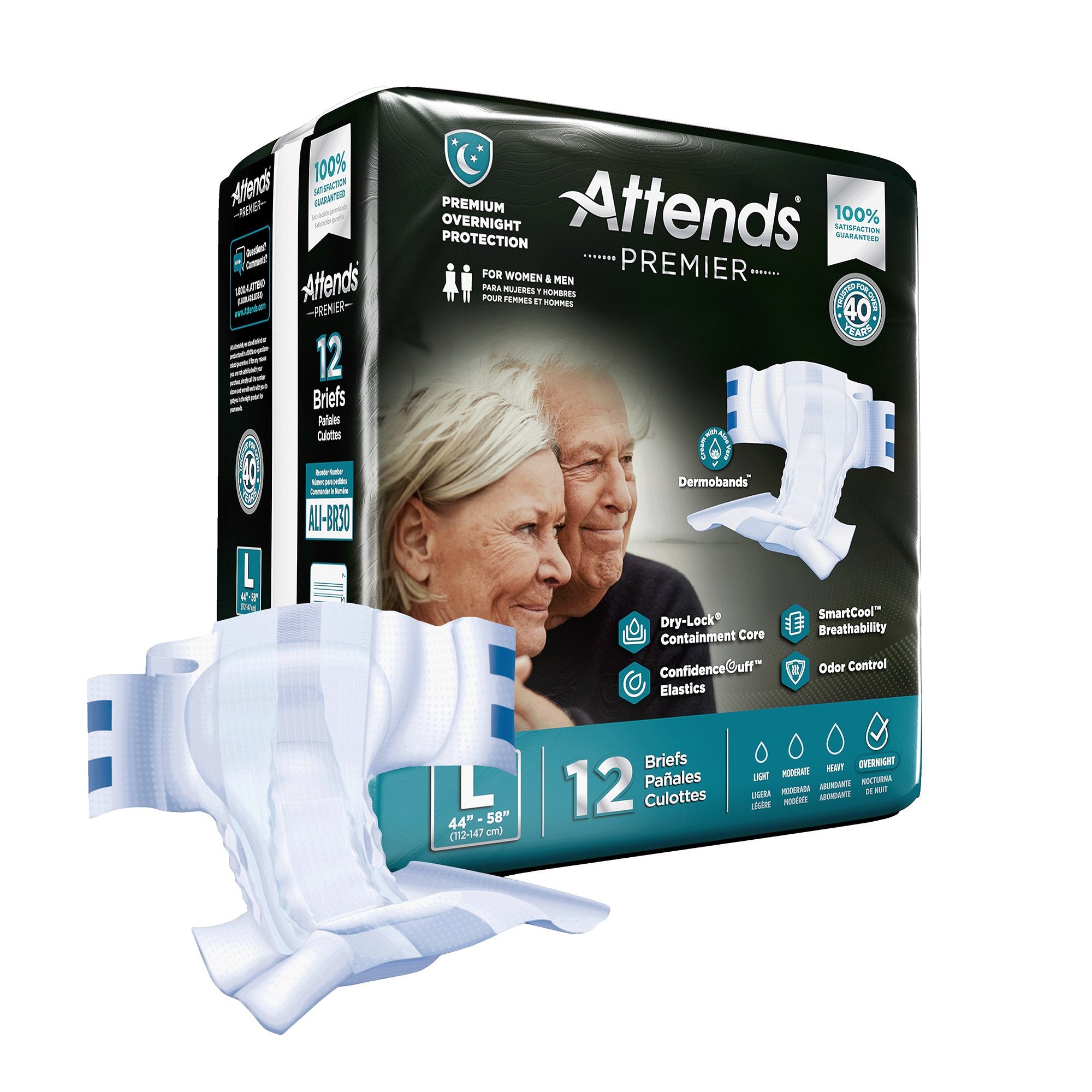 Attends Healthcare Products - Unisex Adult Incontinence Brief Attends® Premier Large Disposable Heavy Absorbency [48/CS]