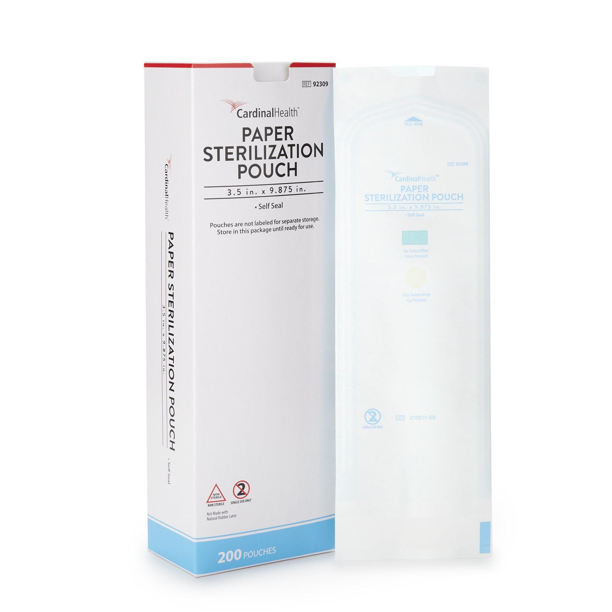 Cardinal - Sterilization Pouch Cardinal Health™ Ethylene Oxide (EO) Gas / Steam 3-1/2 X 9 Inch Transparent / White Self Seal Paper / Film [800/CS]