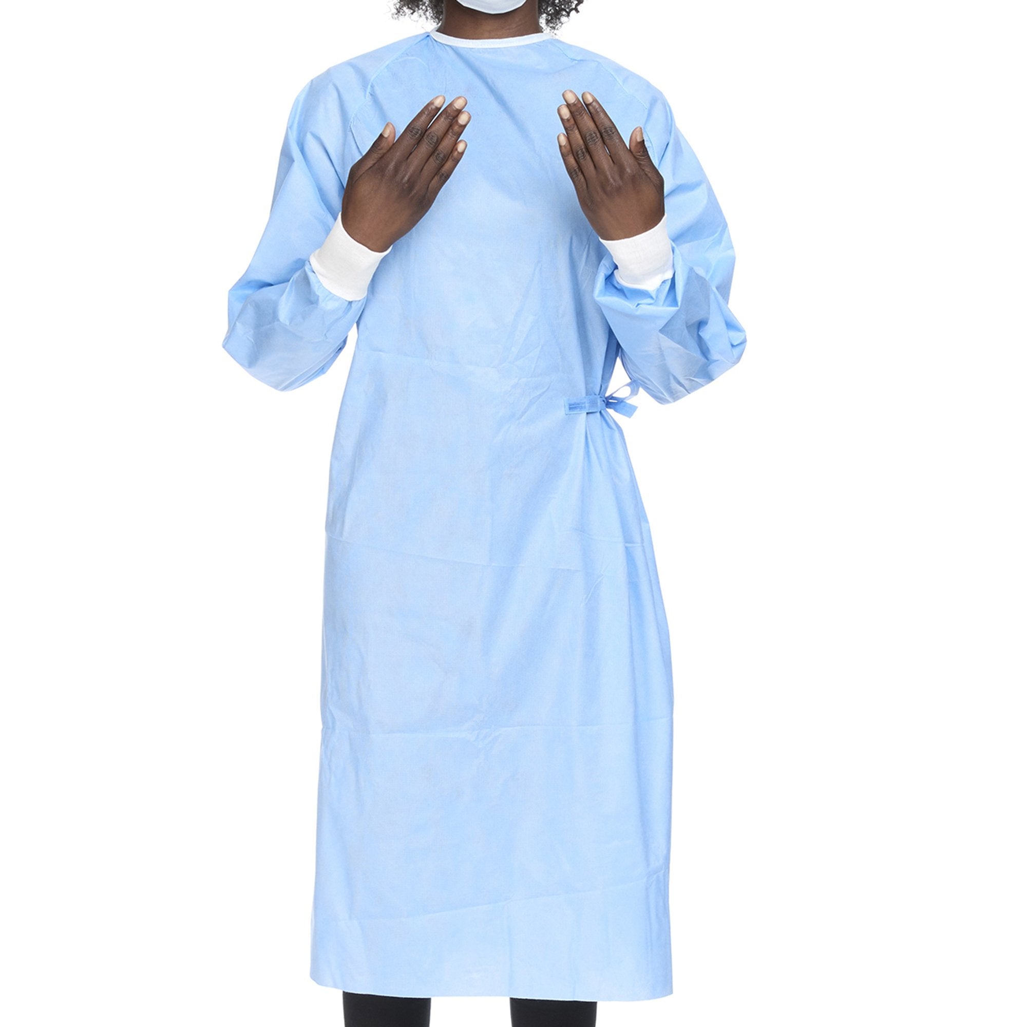 O&M Halyard Inc - Non-Reinforced Surgical Gown with Towel Halyard Basics Large Blue Sterile Disposable [20/CS]