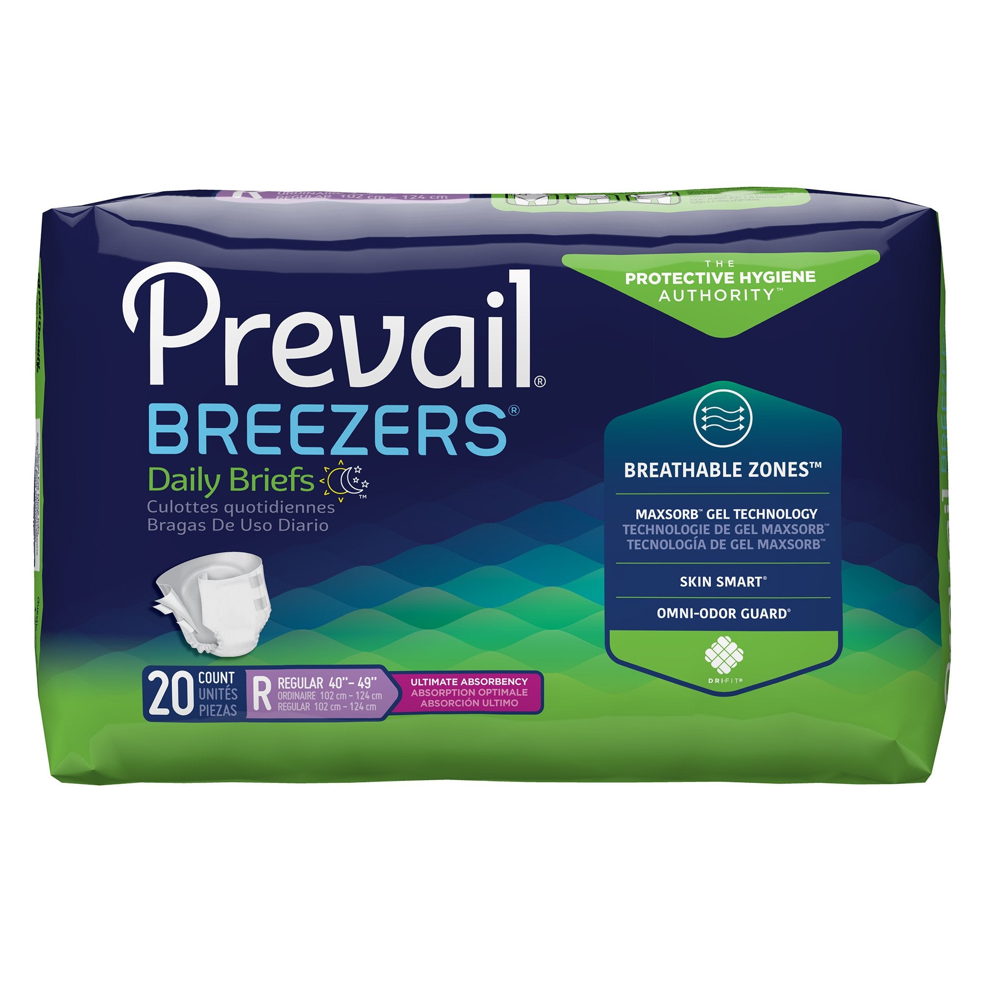 First Quality - Unisex Adult Incontinence Brief Prevail® Breezers® Regular Disposable Heavy Absorbency [80/CS]