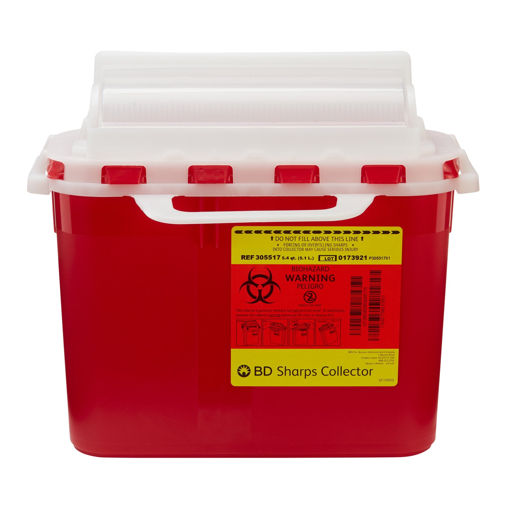 BD - Sharps Container BD™ Red Base 12 H X 12 W X 4-4/5 D Inch Horizontal Entry 1.35 Gallon [20/CS]