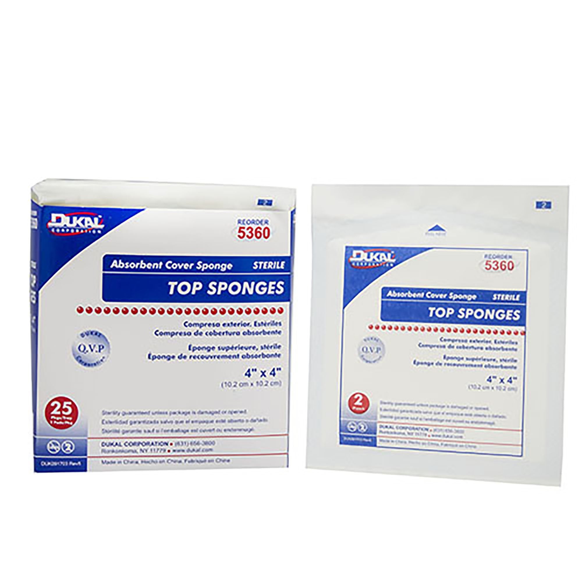 Dukal - Cellulose Filled Nonwoven Sponge Dukal™ 4 X 4 Inch 1-Ply Sterile 2 per Pack [600/CS]