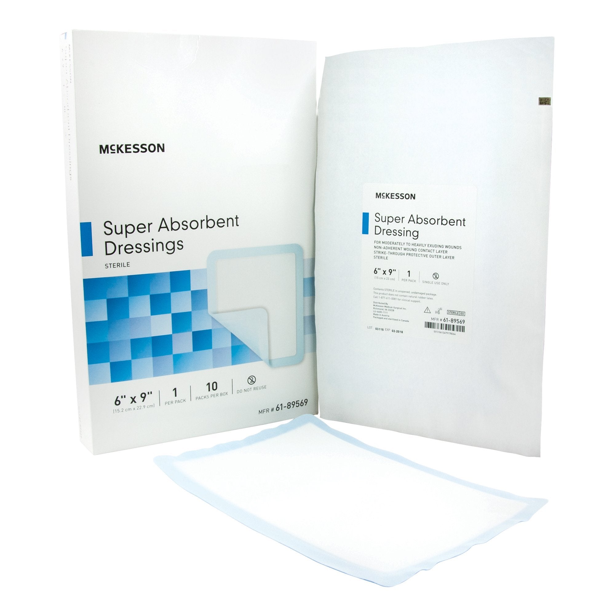 McKesson Brand - Super Absorbent Dressing McKesson 6 X 9 Inch Rectangle [50/CS]