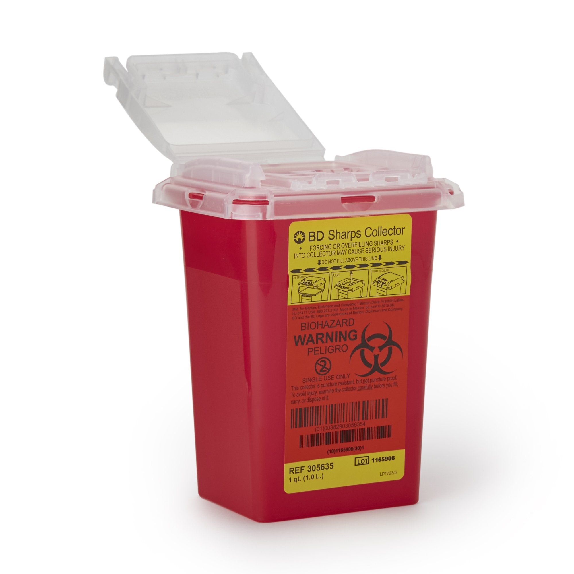 BD - Sharps Container BD™ Red Base 7 H X 4-9/10 W X 3-9/10 D Inch Vertical Entry 0.25 Gallon [60/CS]