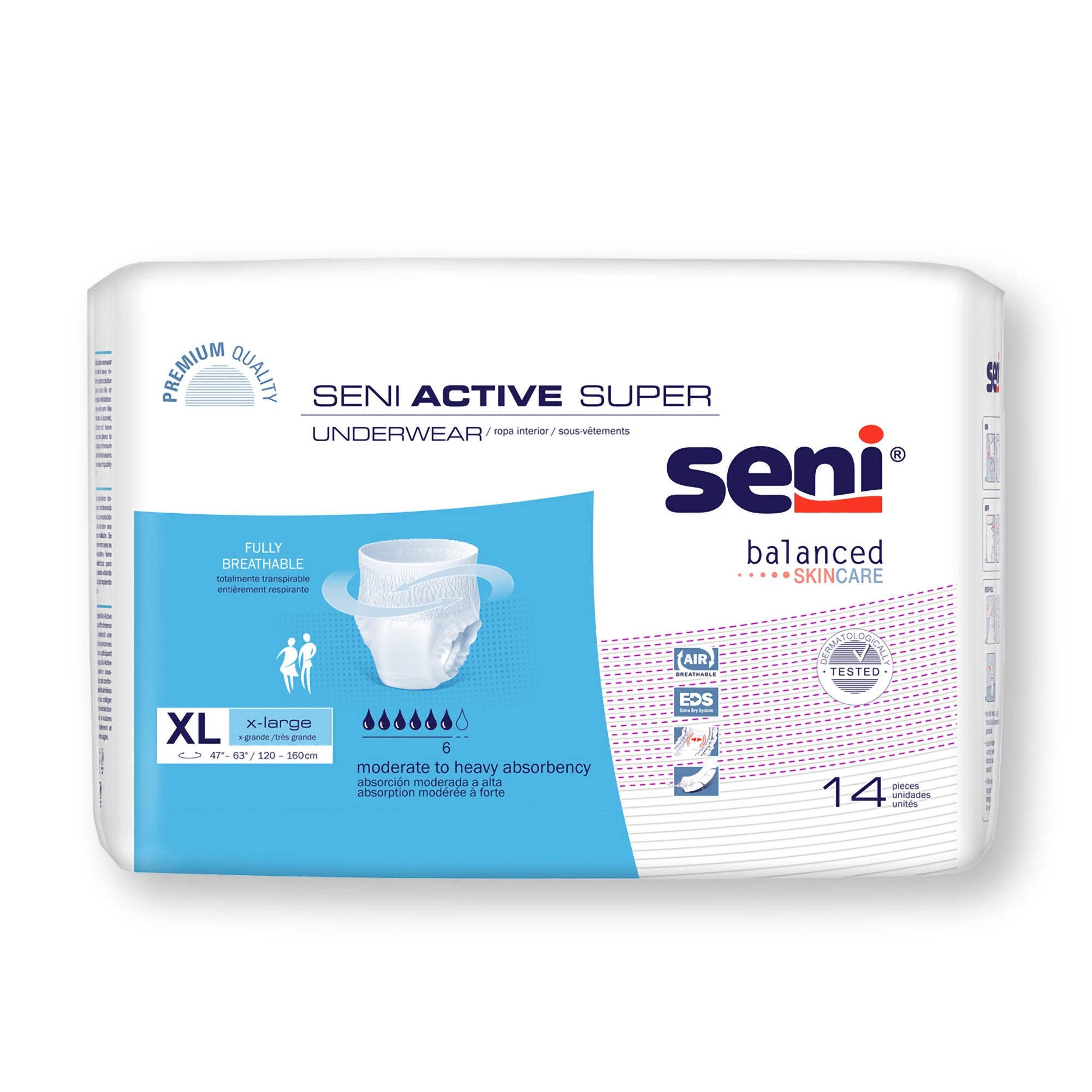 TZMO USA Inc - Unisex Adult Absorbent Underwear Seni® Active Super Pull On with Tear Away Seams X-Large Disposable Moderate Absorbency [56/CS]