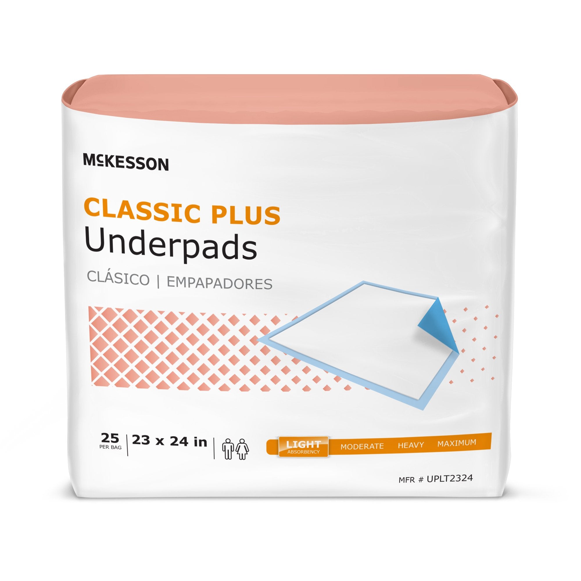 McKesson Brand - Disposable Underpad McKesson Classic Plus 23 X 24 Inch Fluff / Polymer Light Absorbency [200/CS]