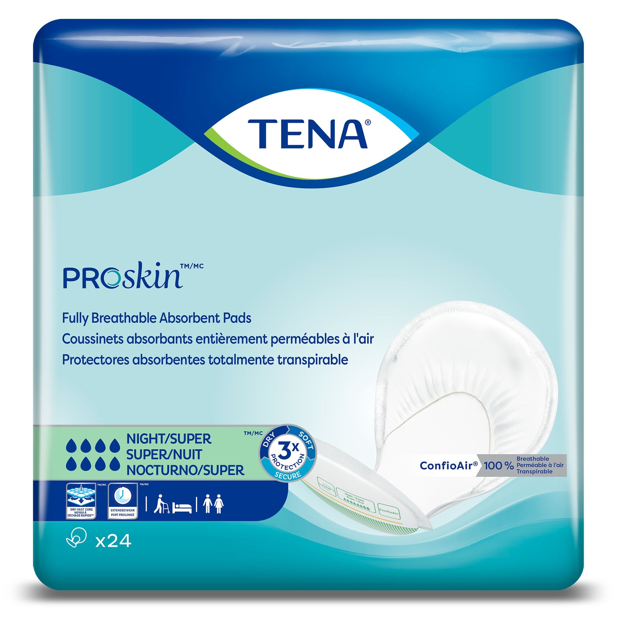 Essity HMS North America Inc - Incontinence Liner TENA ProSkin™ Night Super 27 Inch Length Heavy Absorbency Dry-Fast Core™ One Size Fits Most [2/CS]