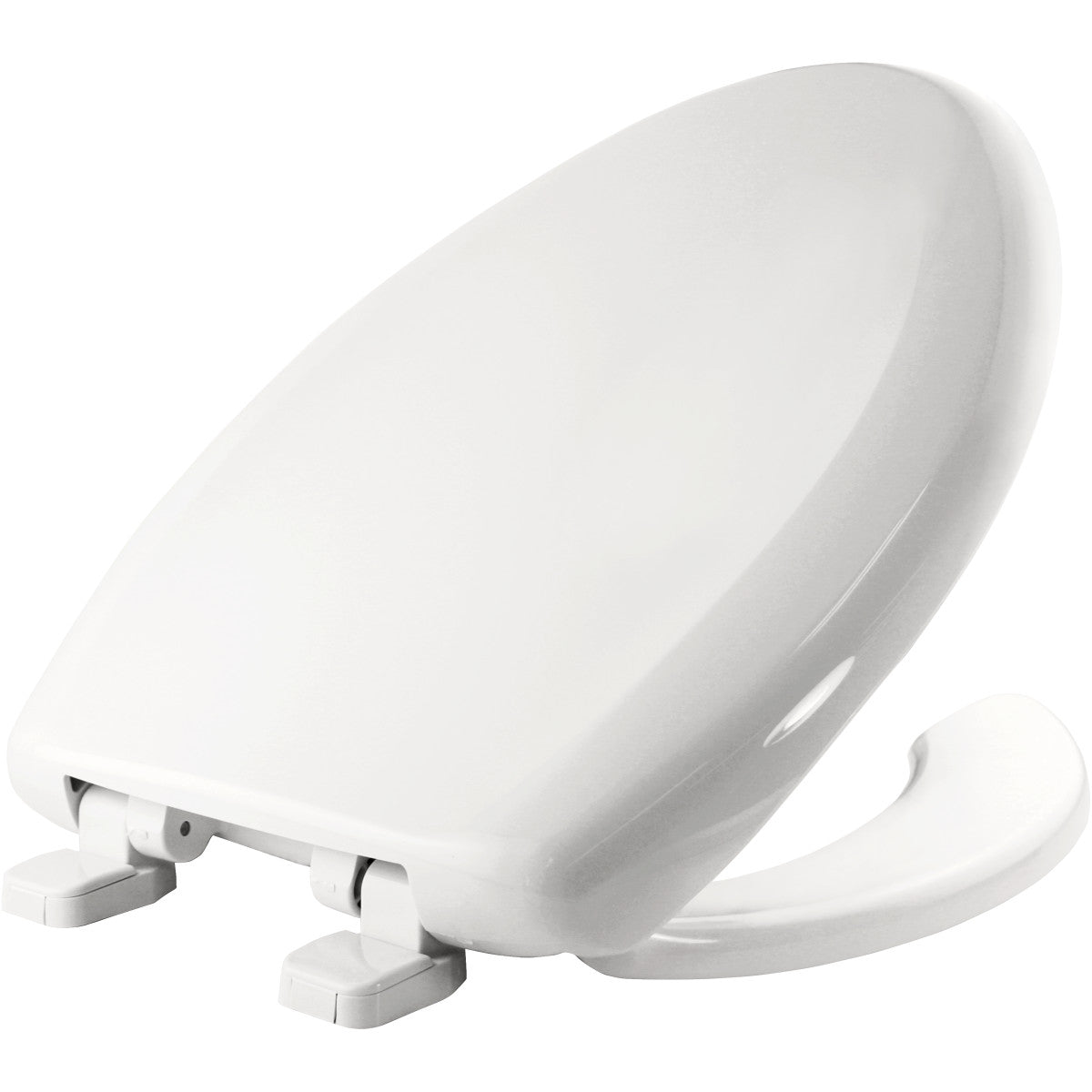 Bemis Elongated Plastic Open Front With Cover Toilet Seat in White with Top-Tite® Hinge