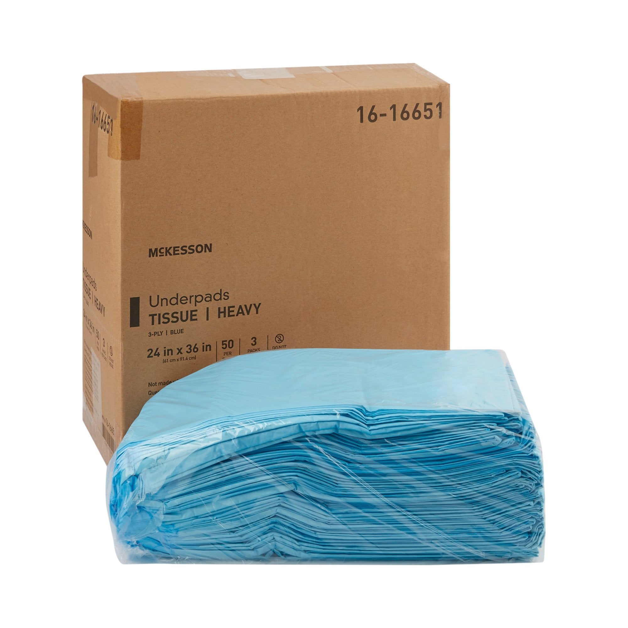 McKesson Brand - Procedure Underpad McKesson 24 W X 36 L Inch Blue NonSterile [150/CS]