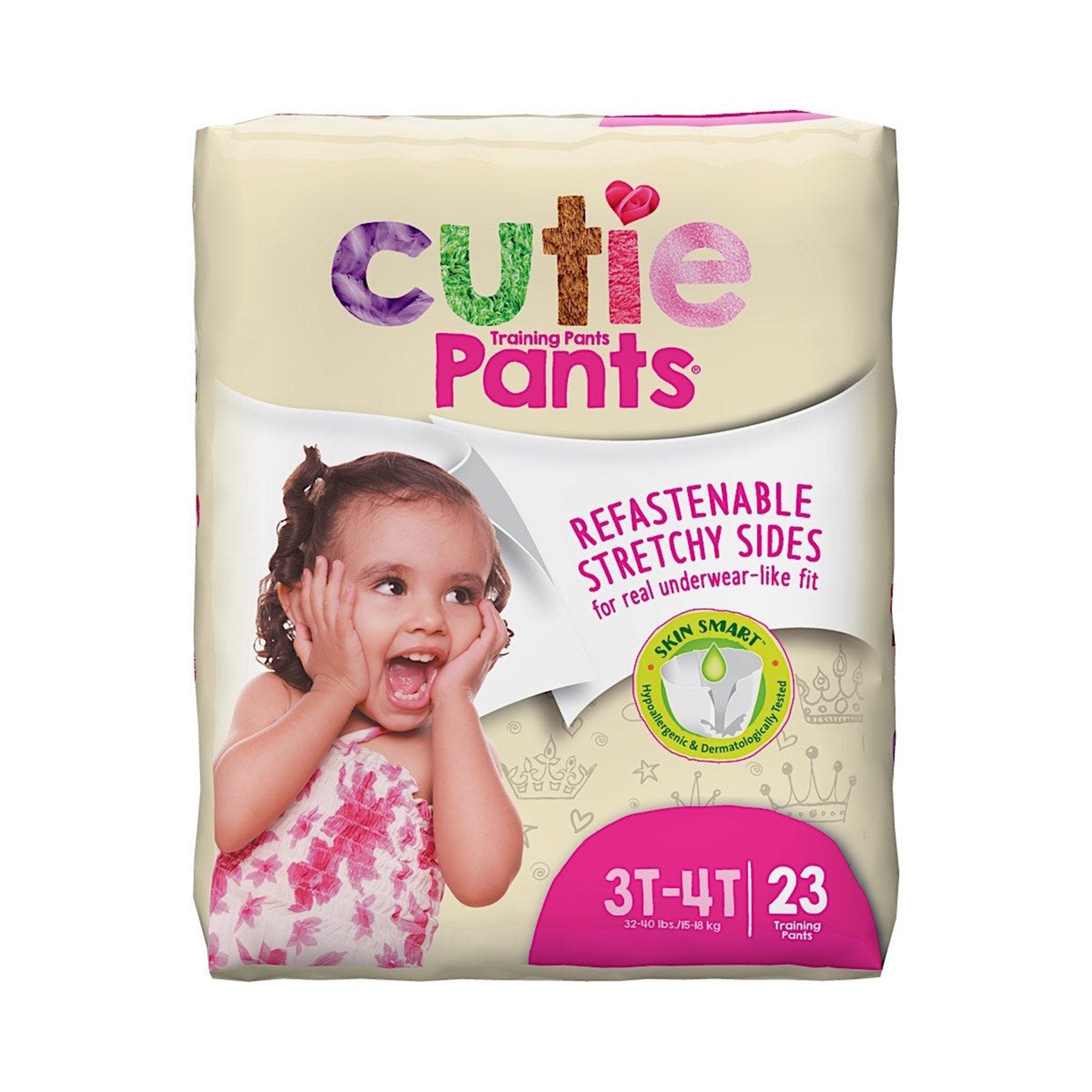 First Quality - Female Toddler Training Pants Cutie Pants® Size 3T to 4T Disposable Heavy Absorbency [92/CS]