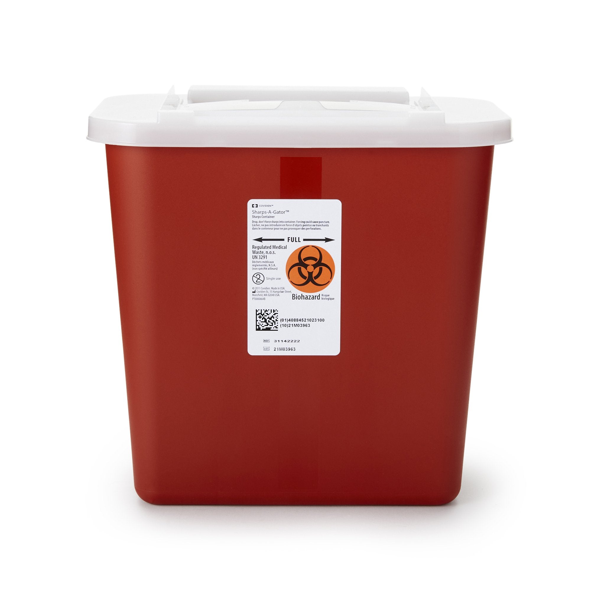 Cardinal - Sharps Container Sharps-A-Gator™ Red Base 10-1/4 H X 7 D X 10-1/2 W Inch Vertical Entry 2 Gallon [20/CS]