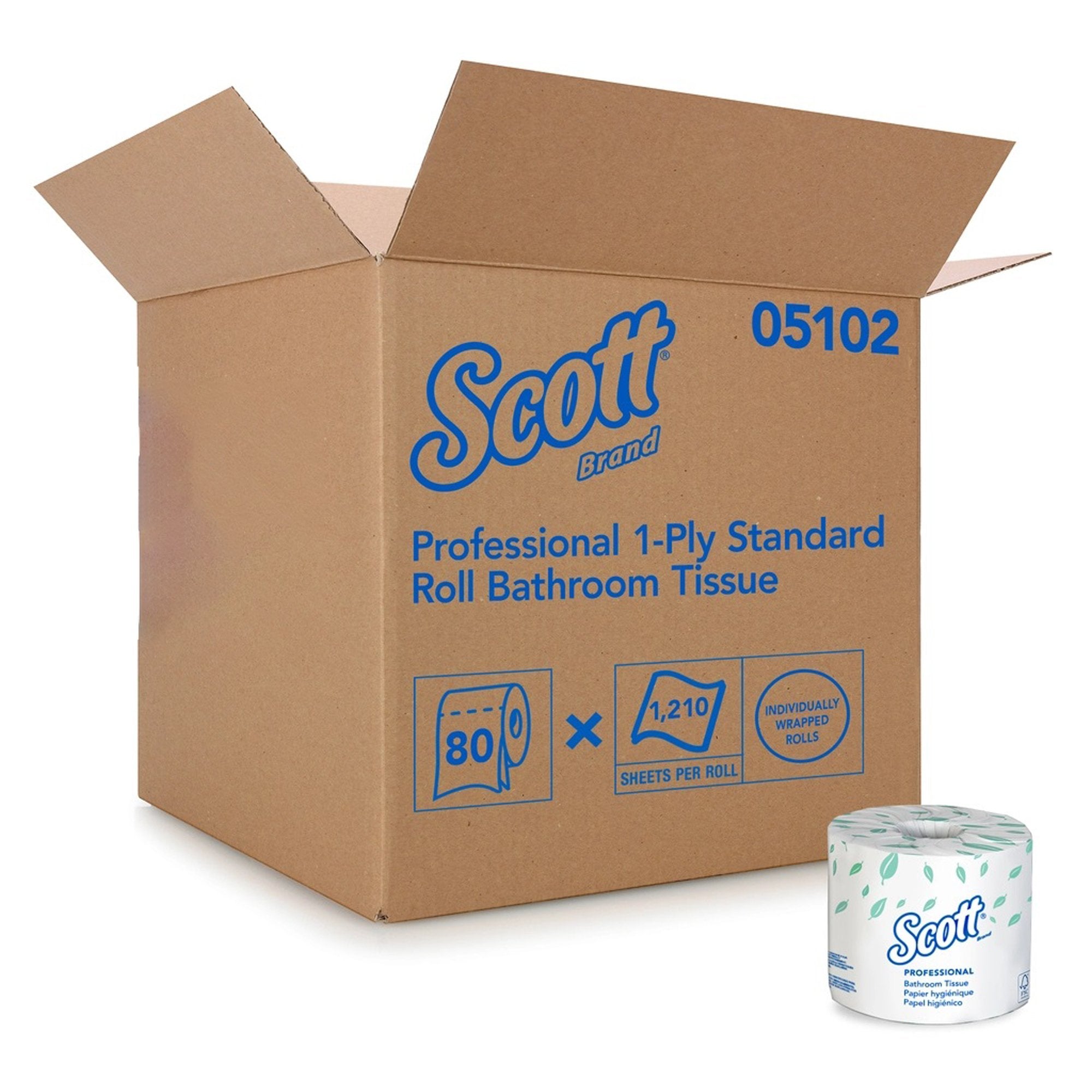 Kimberly Clark - Toilet Tissue Scott® Essential White 1-Ply Standard Size Cored Roll 1210 Sheets 4 X 4-1/10 Inch [80/CS]